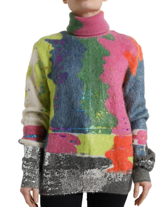 Pull à col roulé en mohair multicolore Dolce & Gabbana