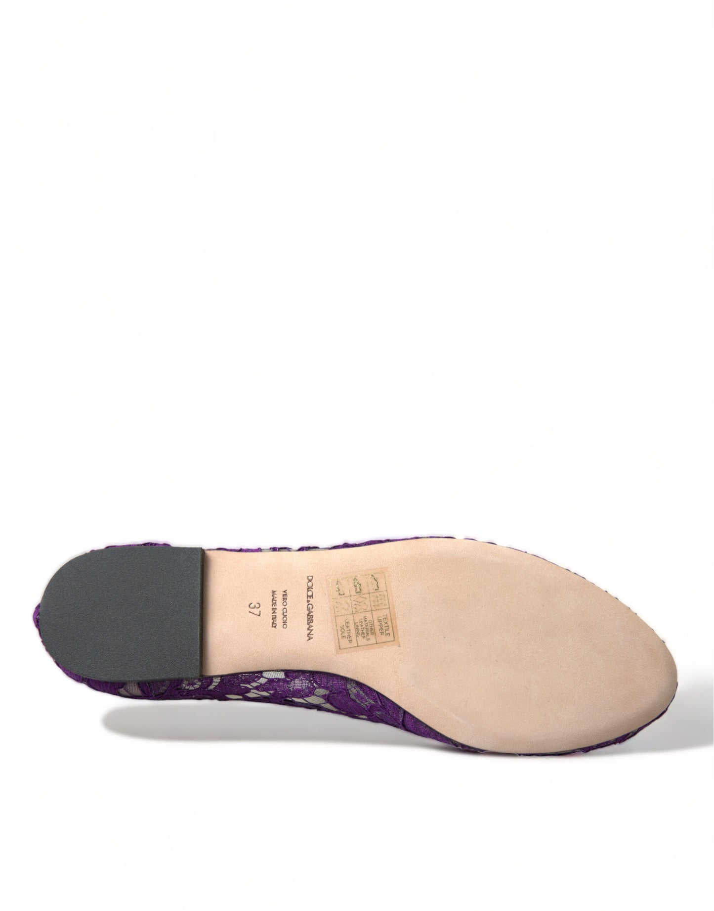 Chaussures plates Dolce & Gabbana Purple Vally Taormina en dentelle et cristaux