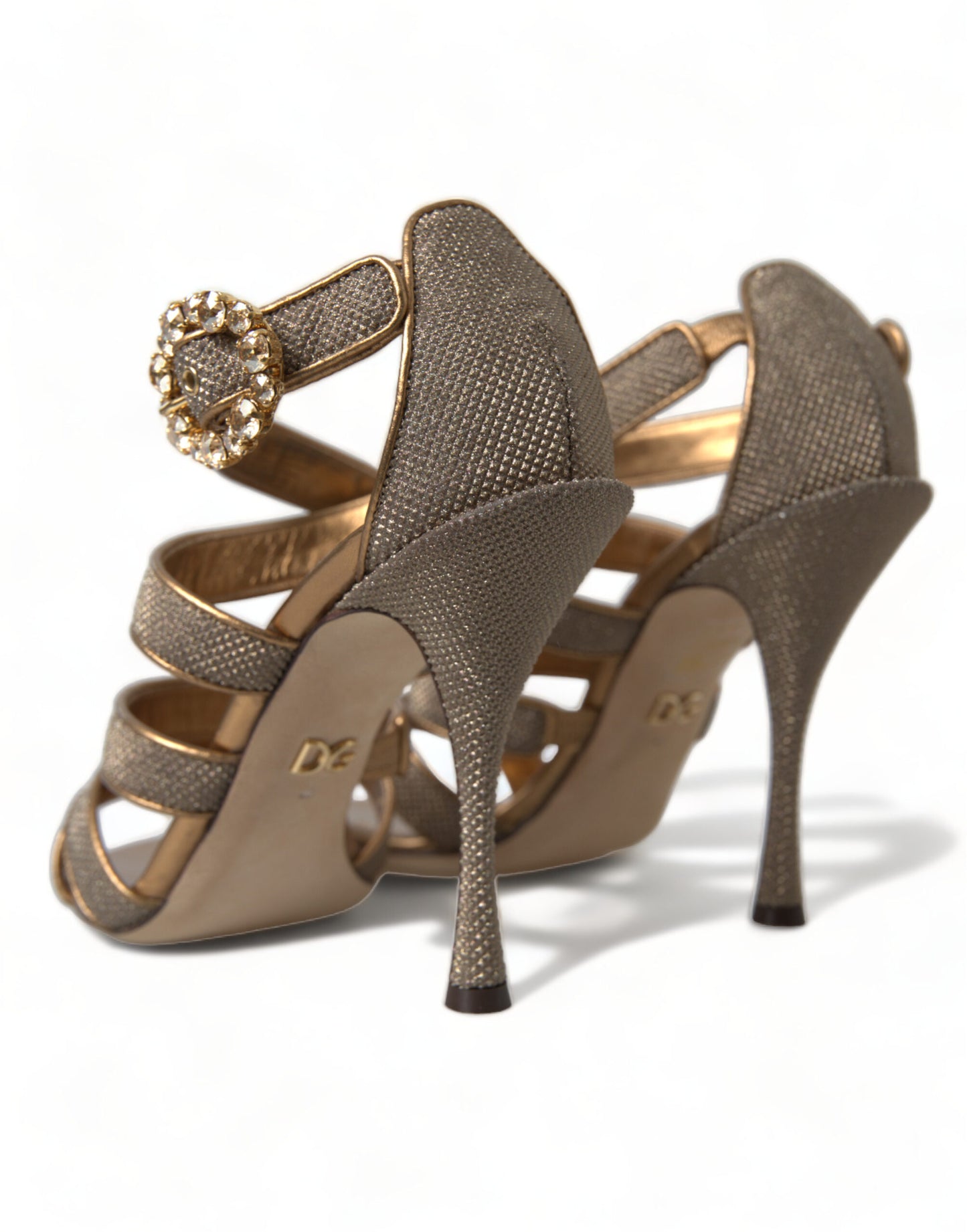 Sandales à talons et brides en cristal bronze Dolce & Gabbana