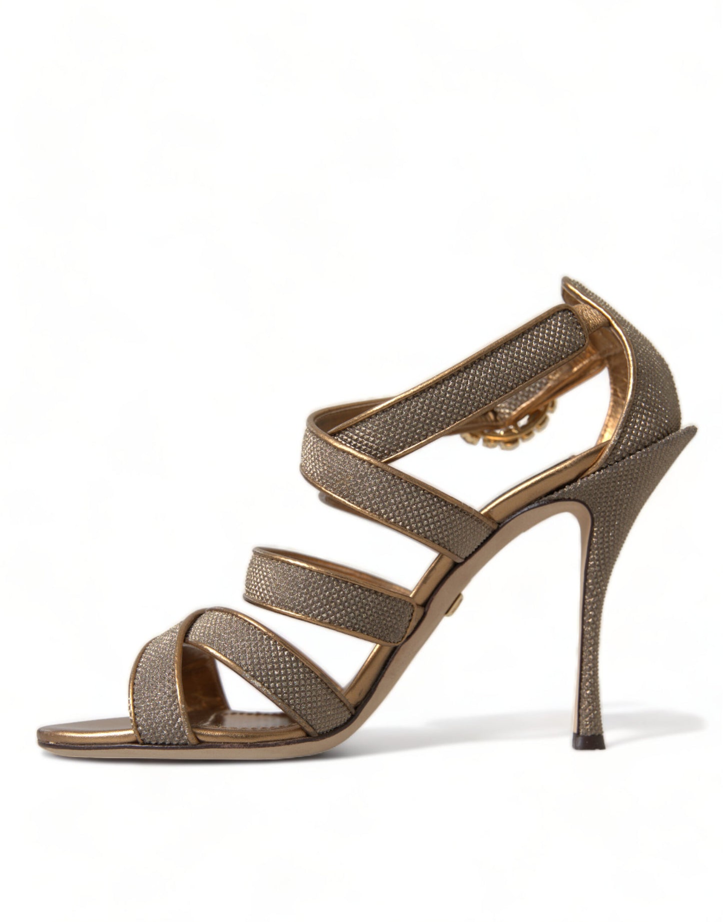 Sandales à talons et brides en cristal bronze Dolce & Gabbana