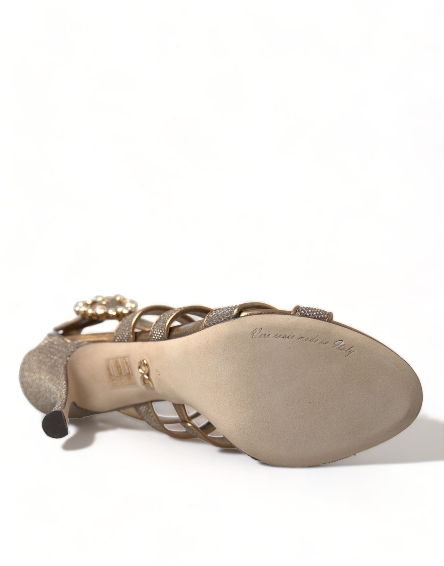 Sandales à talons et brides en cristal bronze Dolce & Gabbana