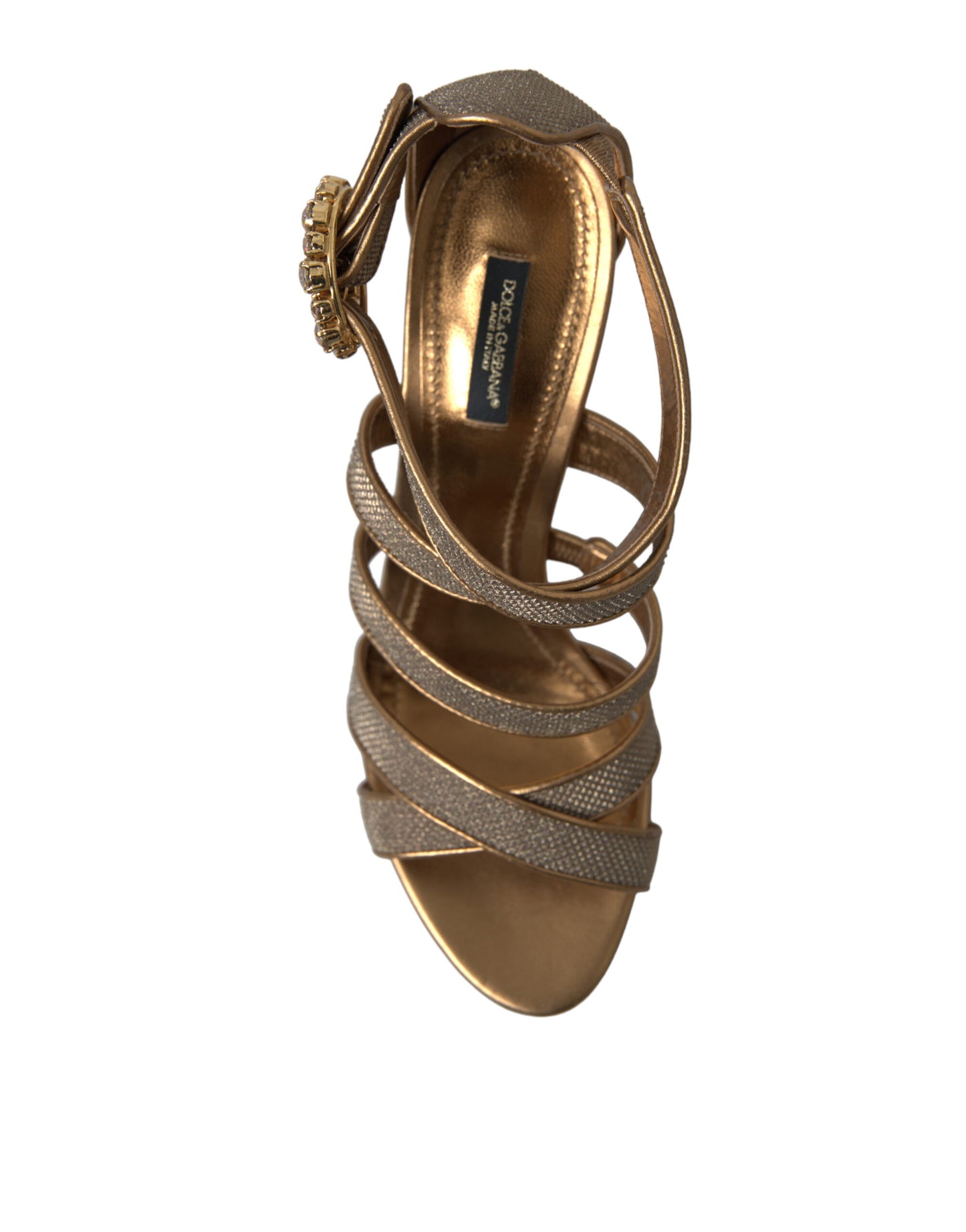 Sandales à talons et brides en cristal bronze Dolce & Gabbana