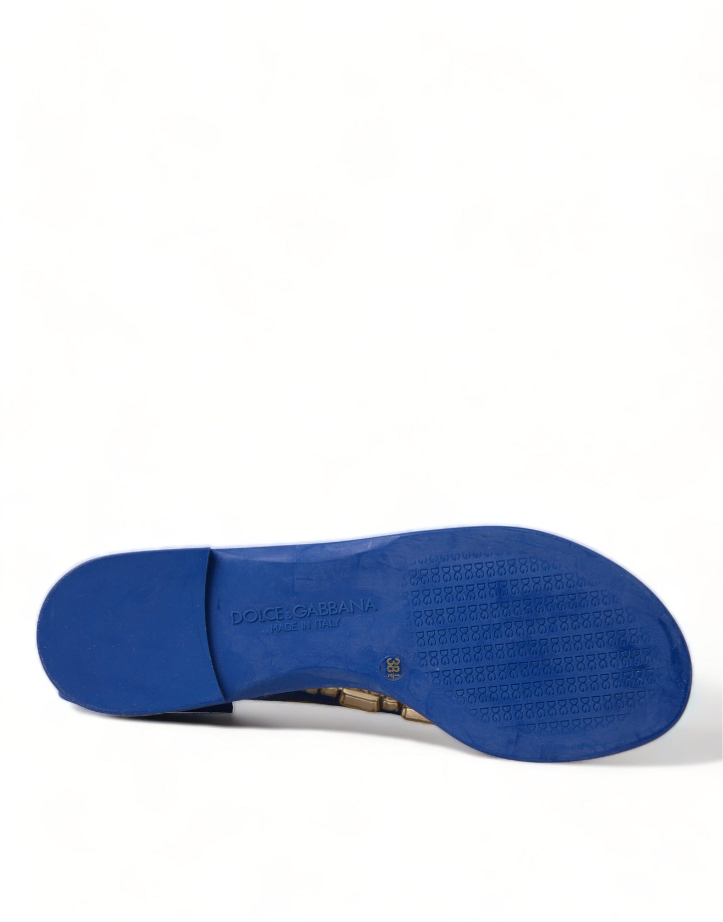 Sandales plates Dolce & Gabbana à cristaux bleus, vêtements de plage