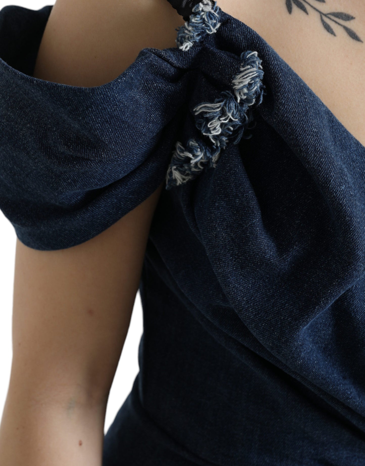 Mini-robe en denim bicolore patchwork bleu Dolce & Gabbana