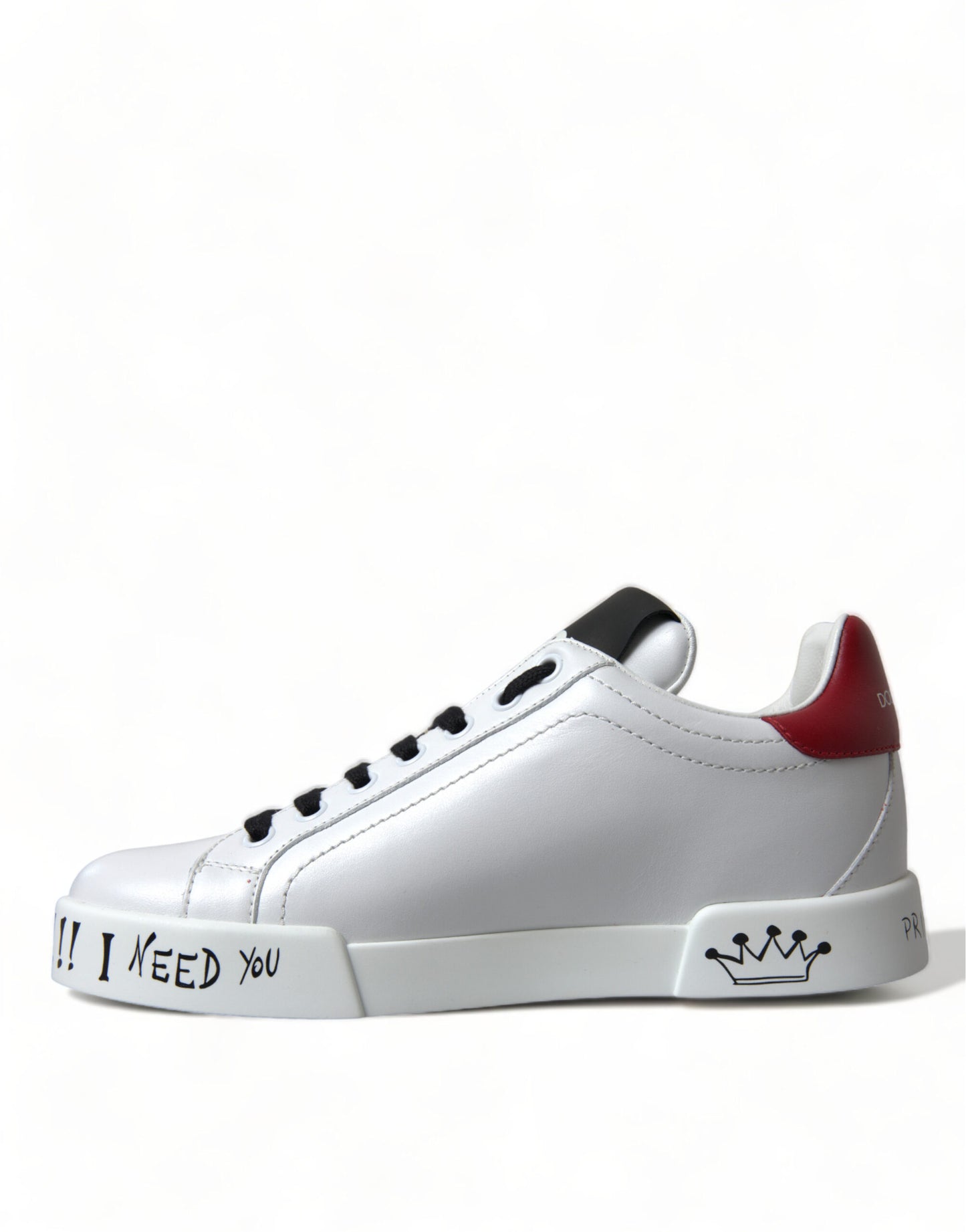 Dolce & Gabbana – Klassische Portofino-Sneaker in Weiß mit Love-Patch