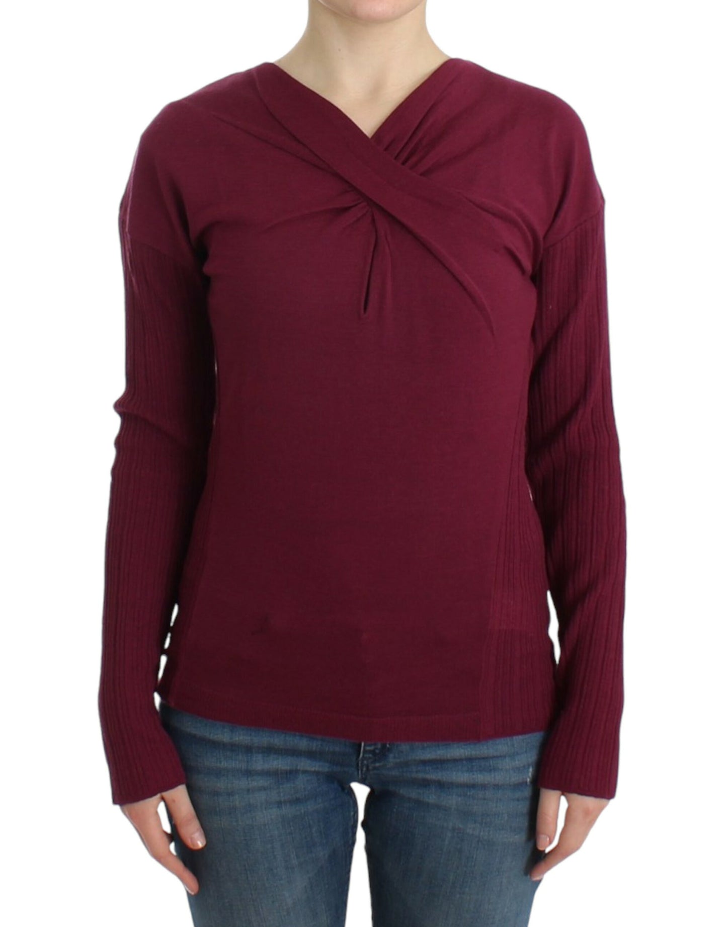 Pull en laine tricoté violet Horses