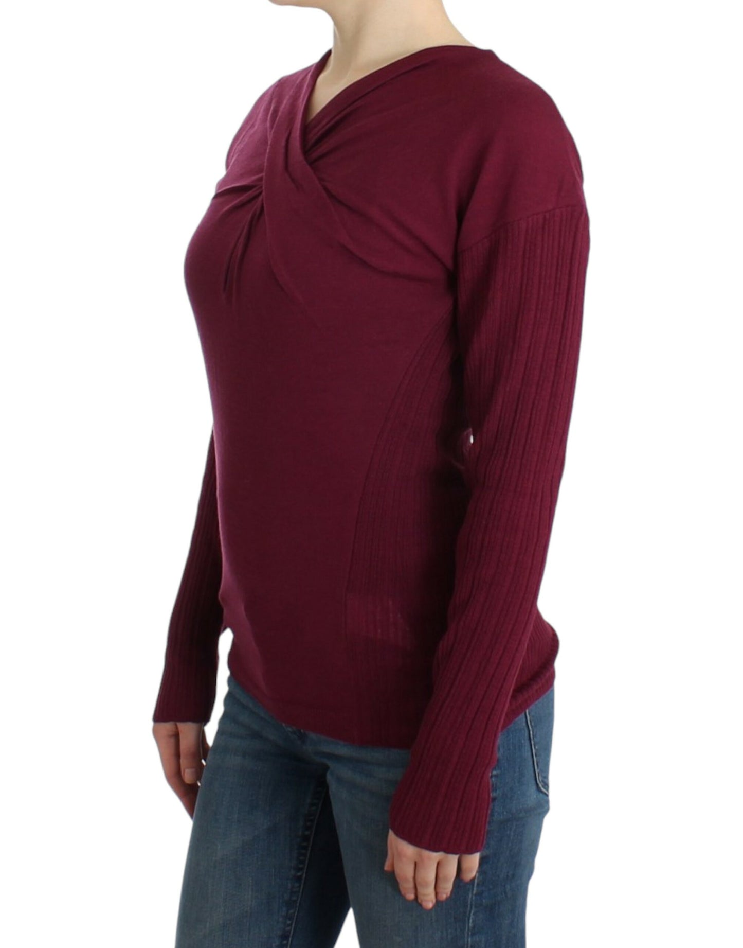 Pull en laine tricoté violet Horses