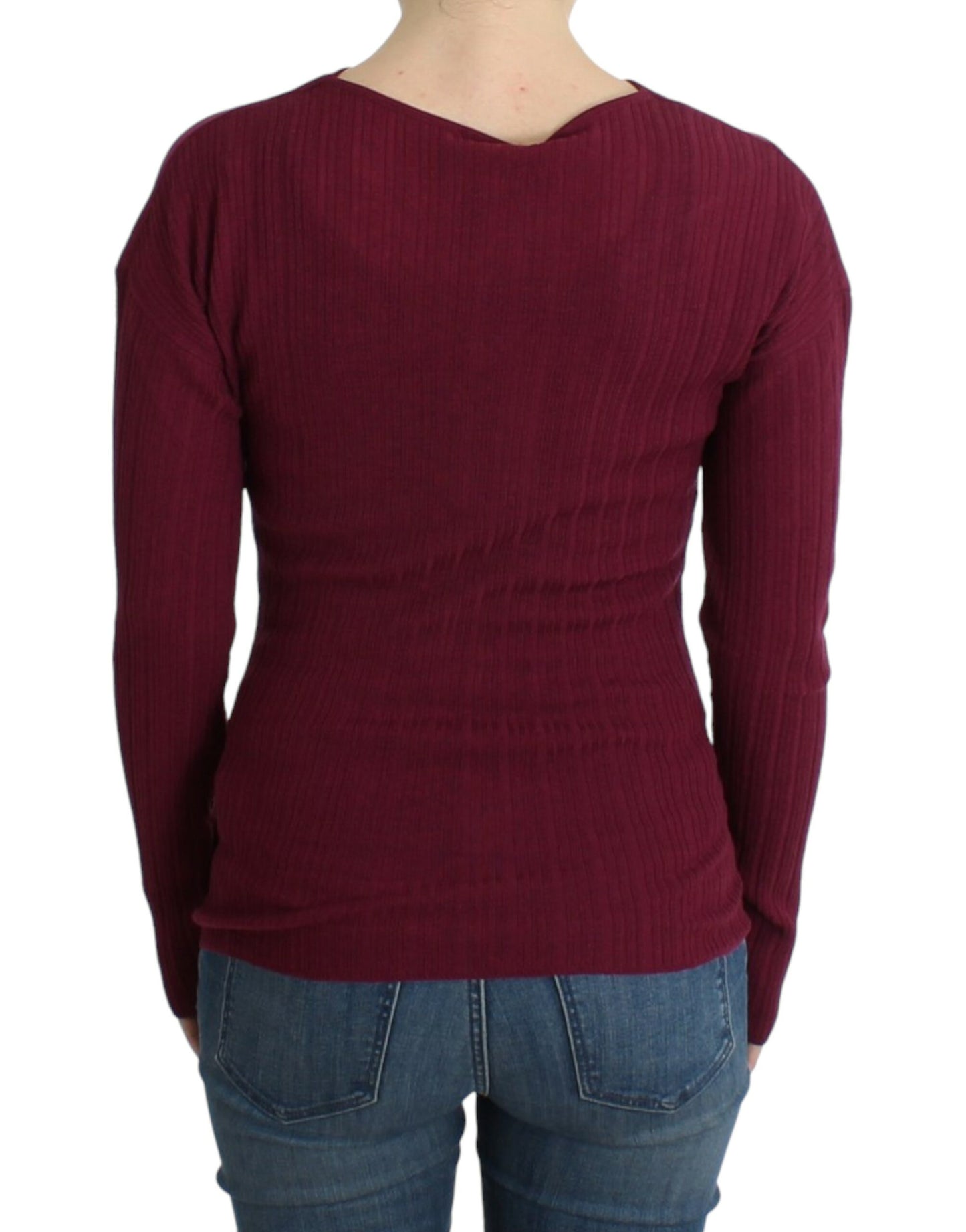 Pull en laine tricoté violet Horses