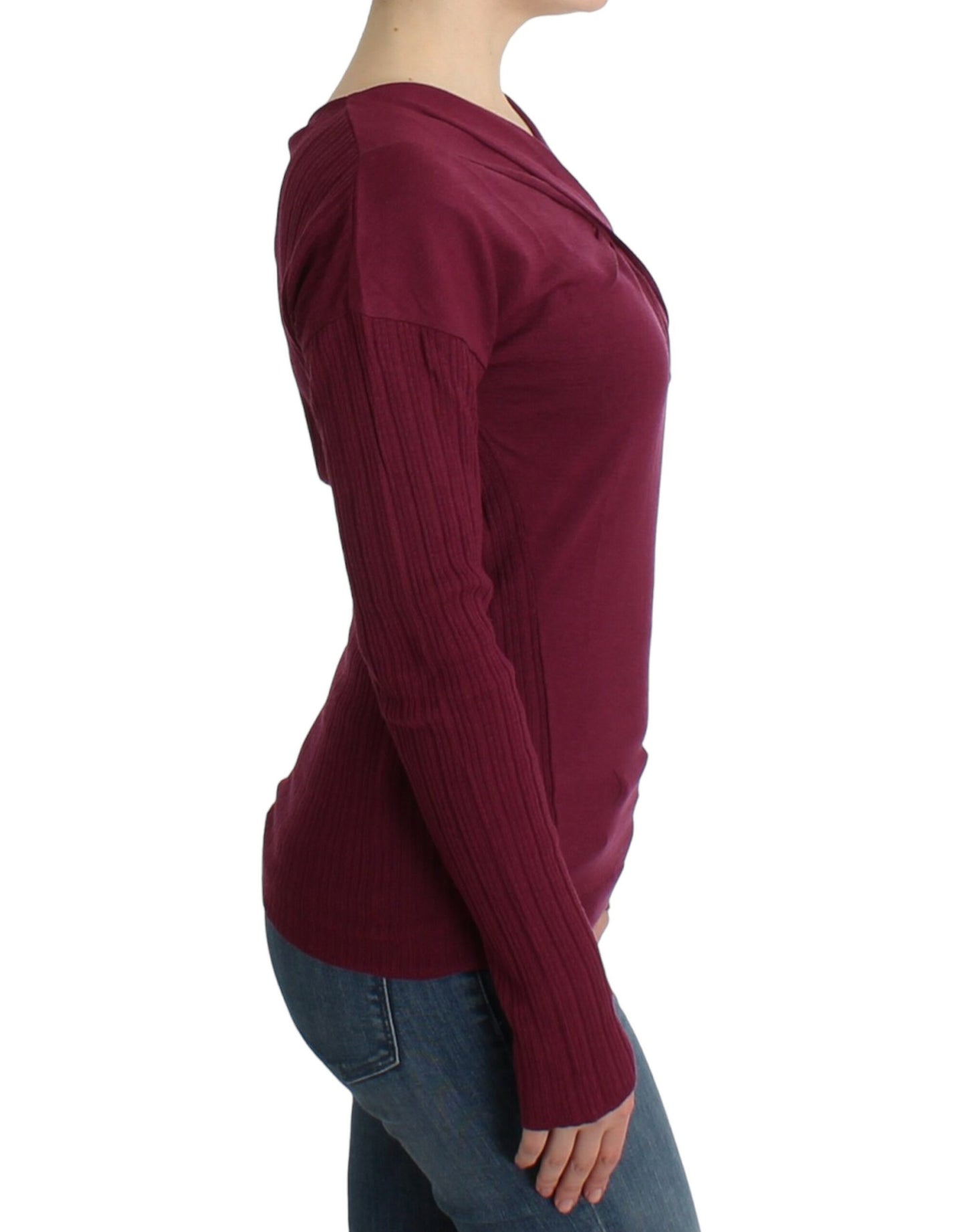Pull en laine tricoté violet Horses