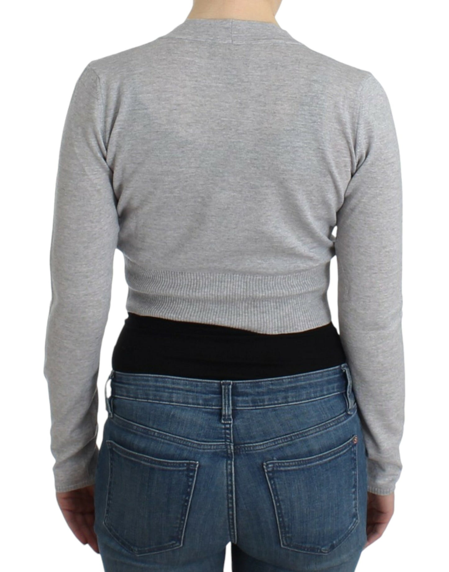 Cardigan court en laine grise Cavalli