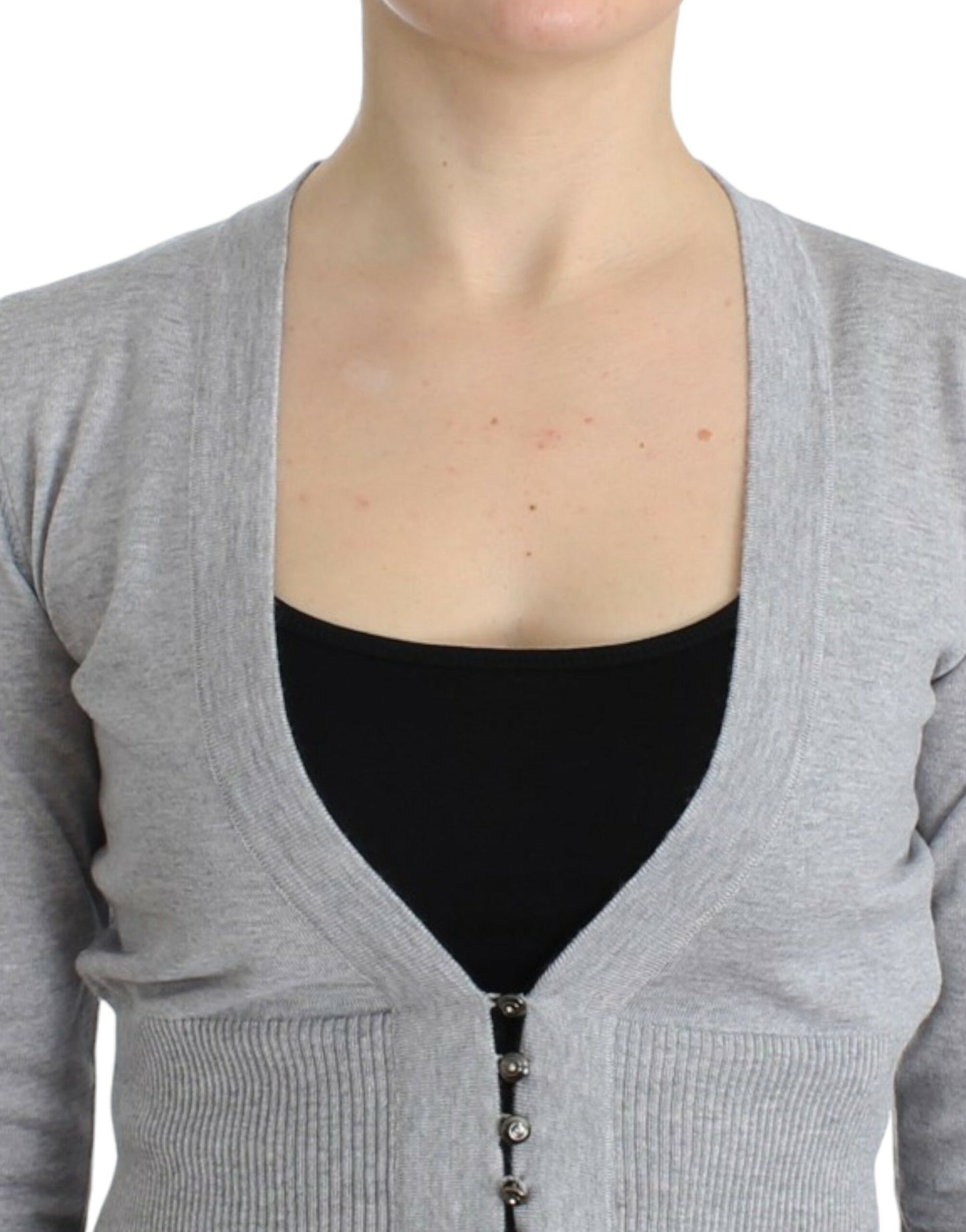 Cardigan court en laine grise Cavalli