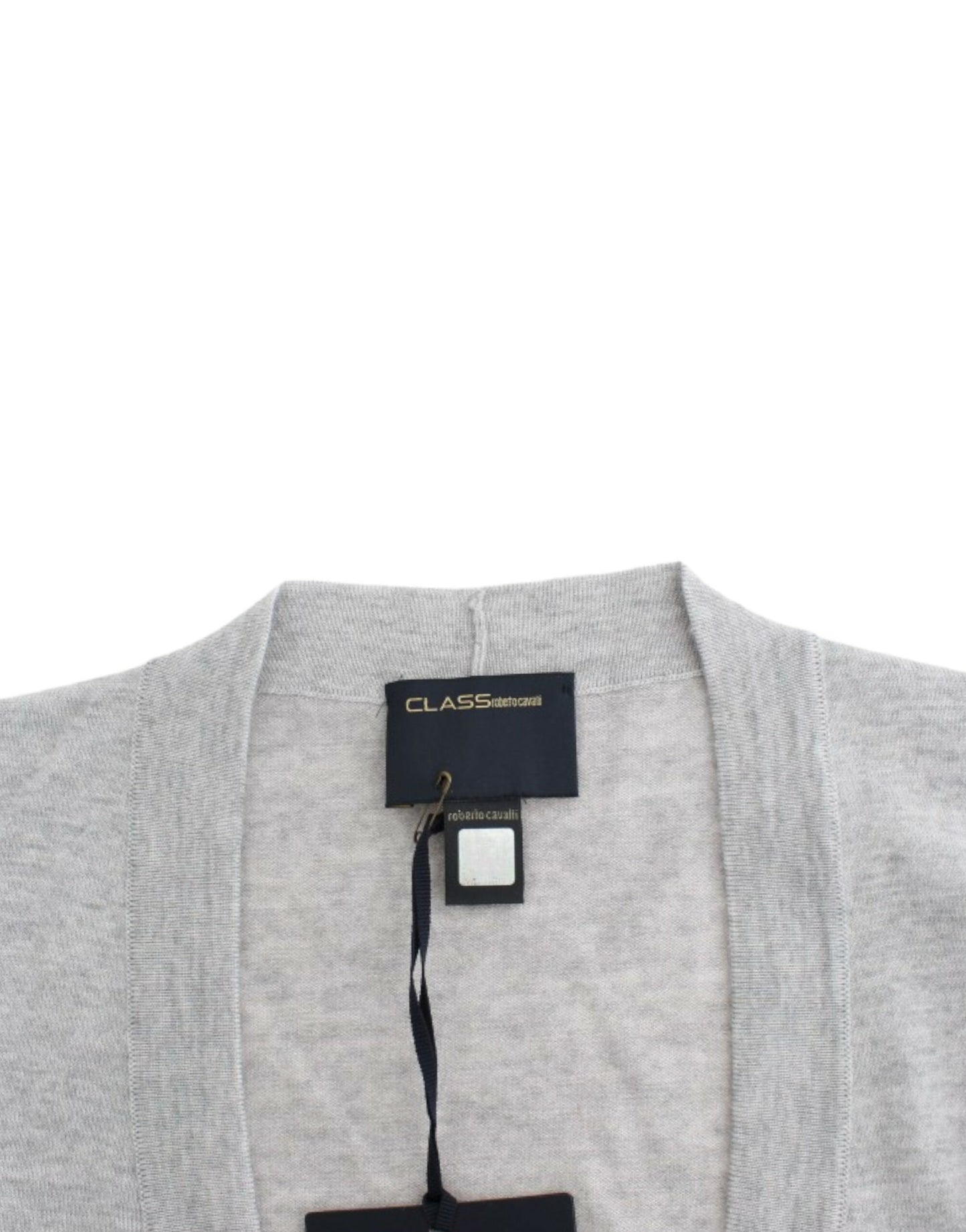 Cardigan court en laine grise Cavalli