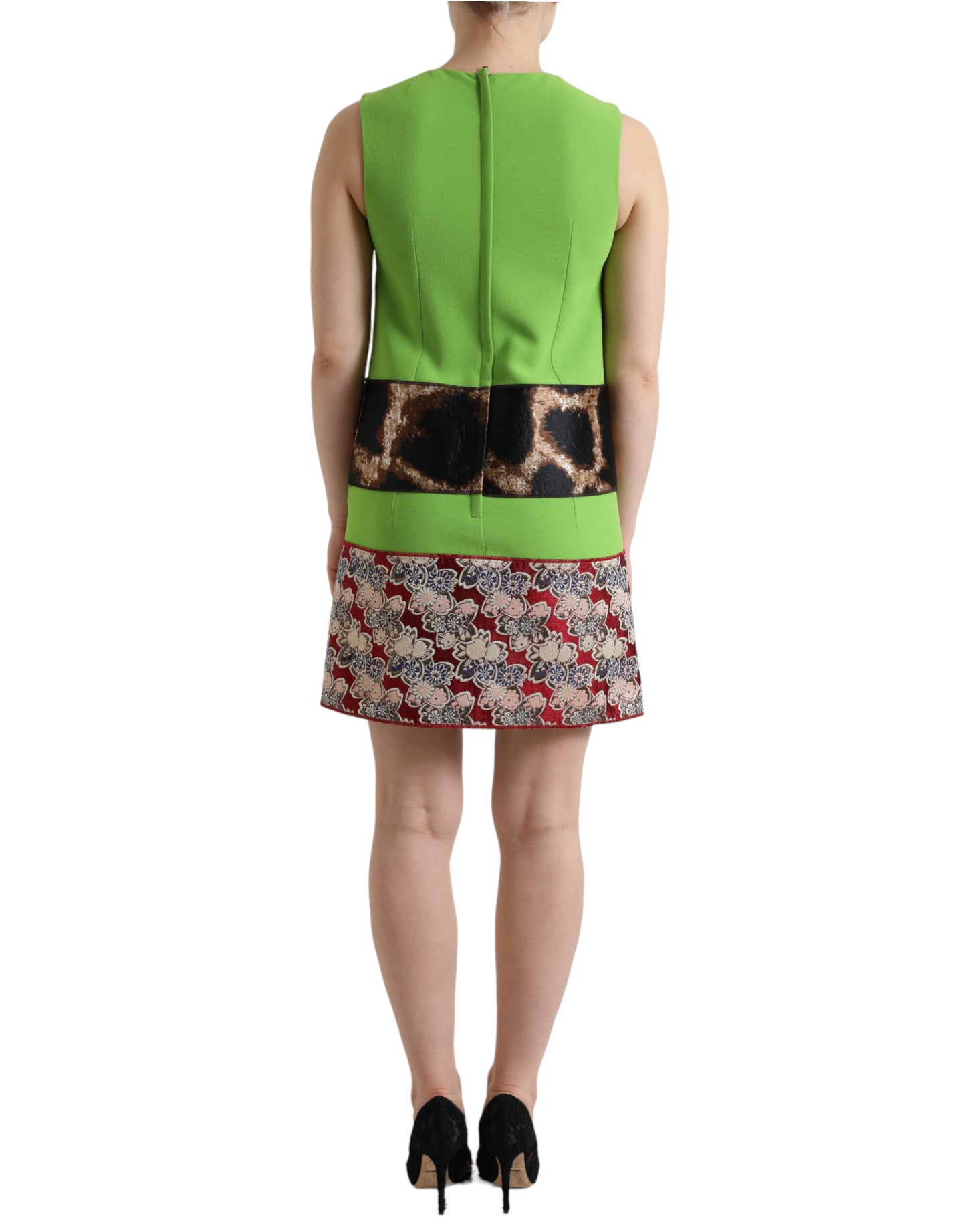 Robe droite sans manches à empiècements vert pomme Dolce & Gabbana