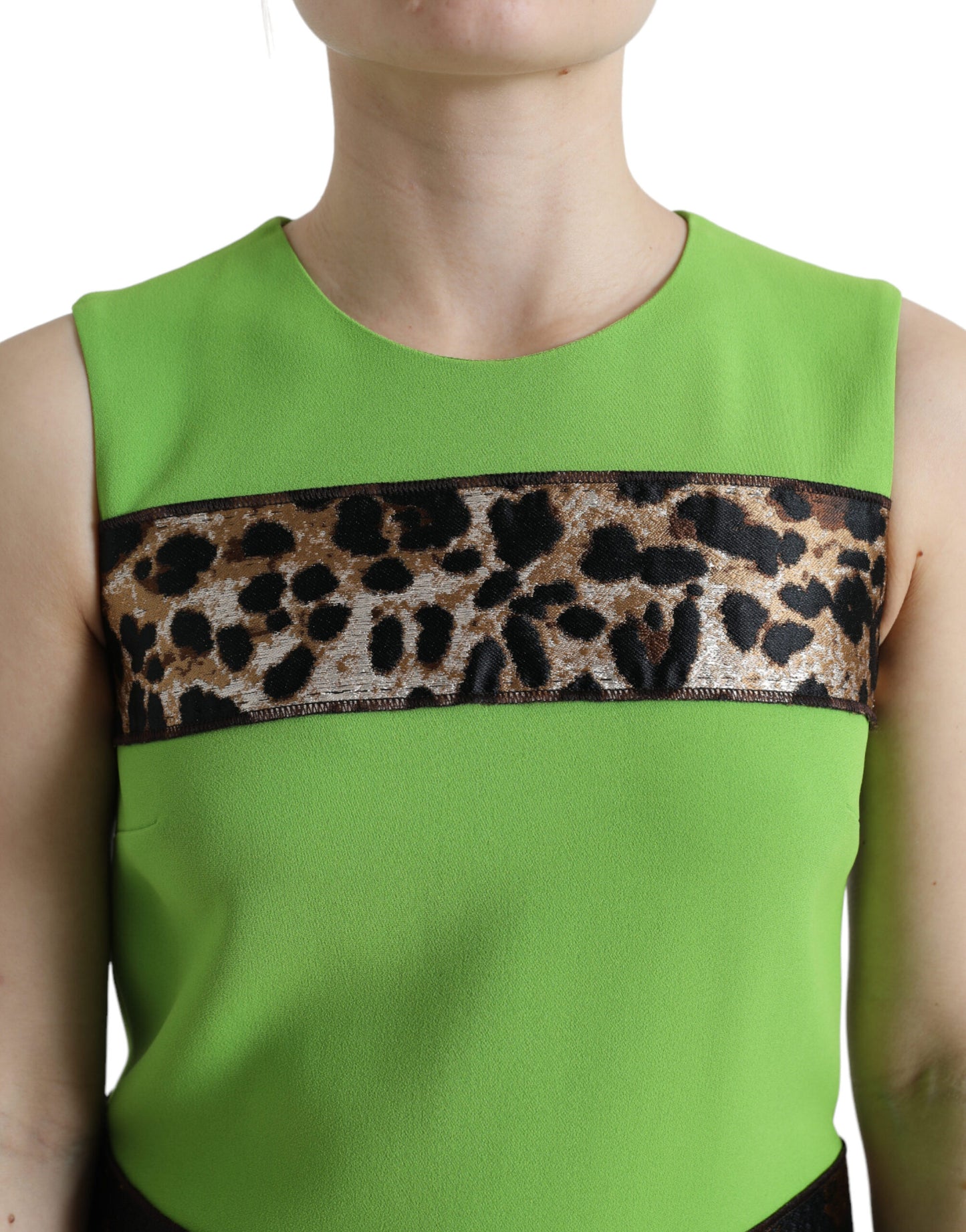 Robe droite sans manches à empiècements vert pomme Dolce & Gabbana