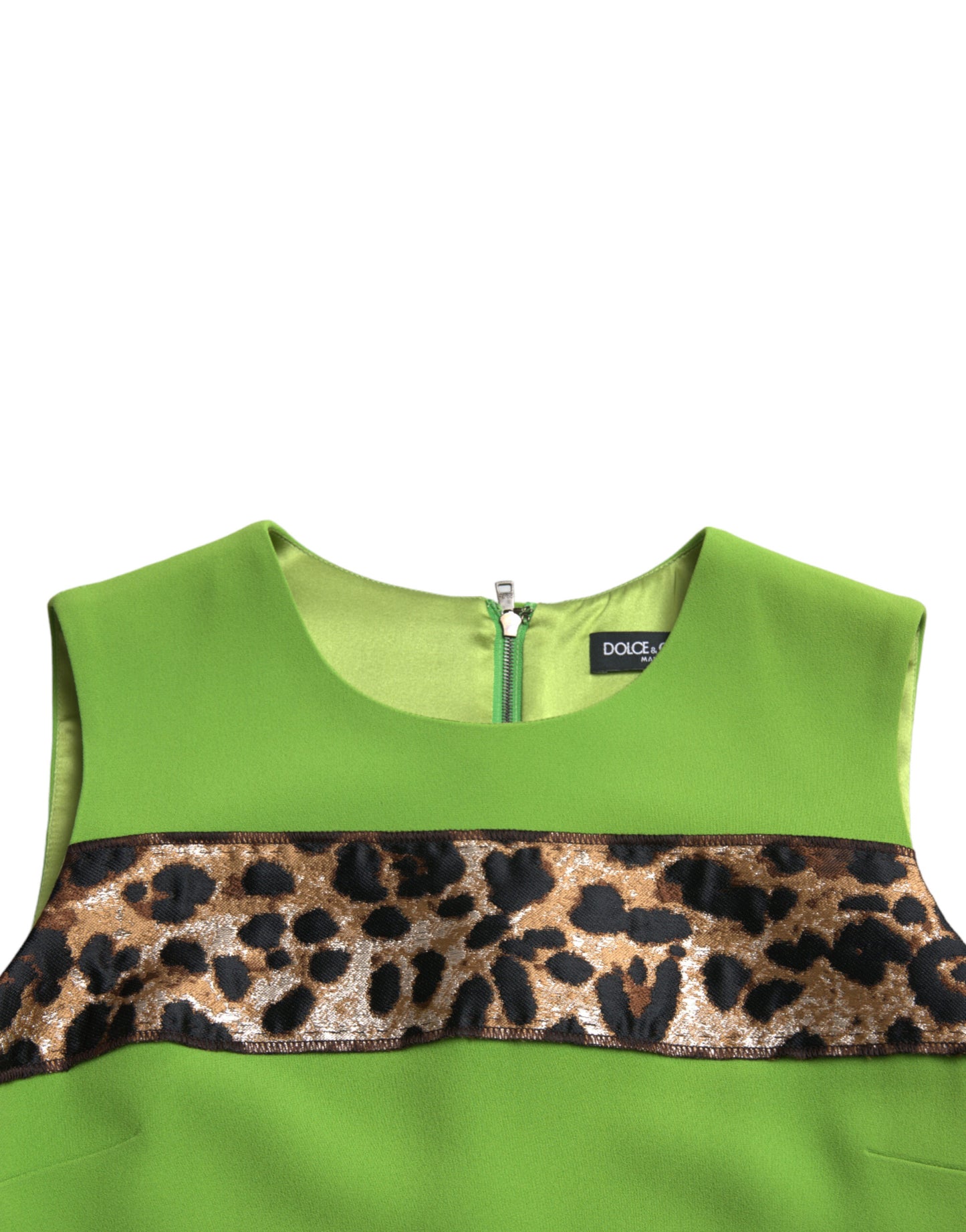 Robe droite sans manches à empiècements vert pomme Dolce & Gabbana