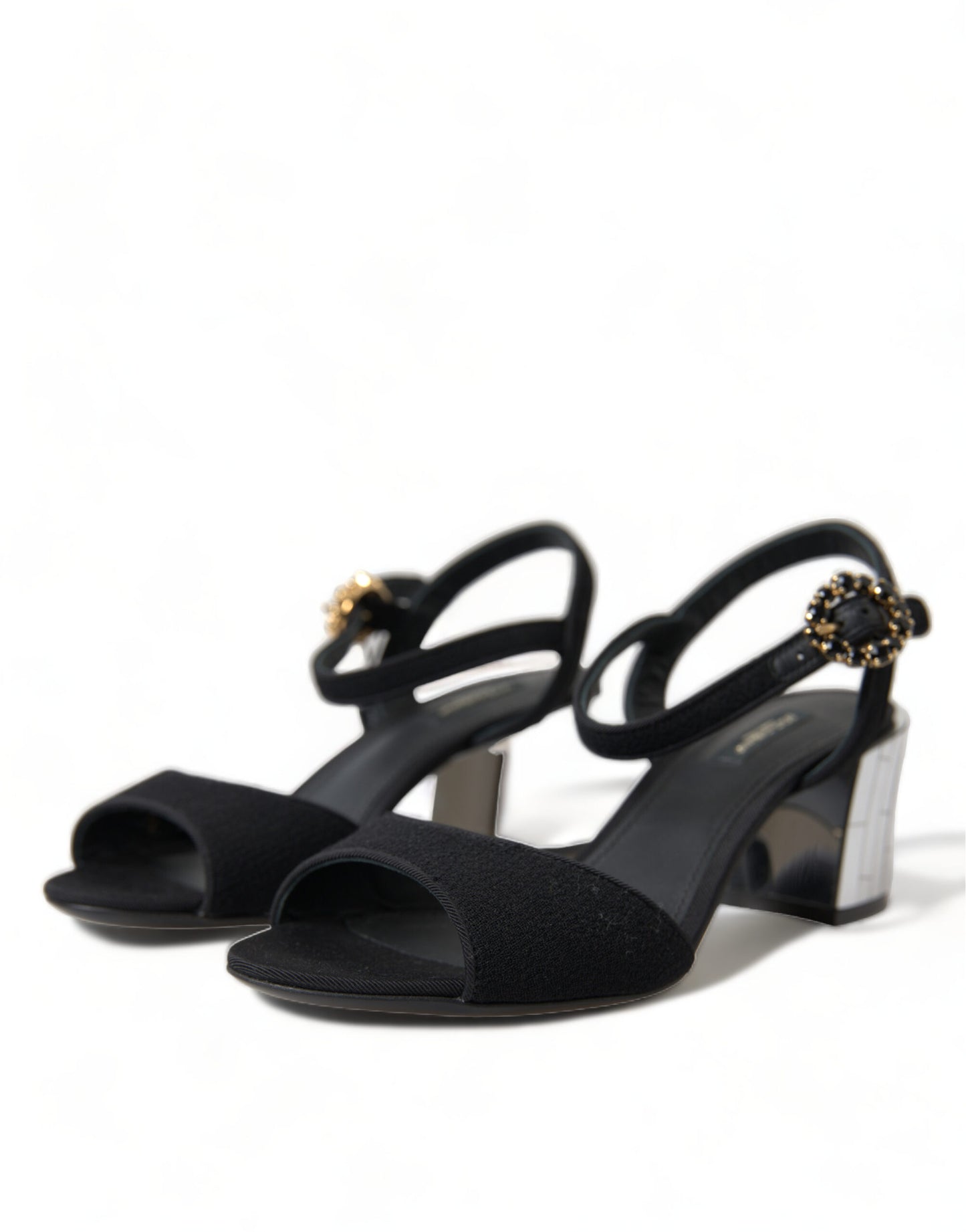 Sandales à bride cheville et cristaux noirs Dolce & Gabbana