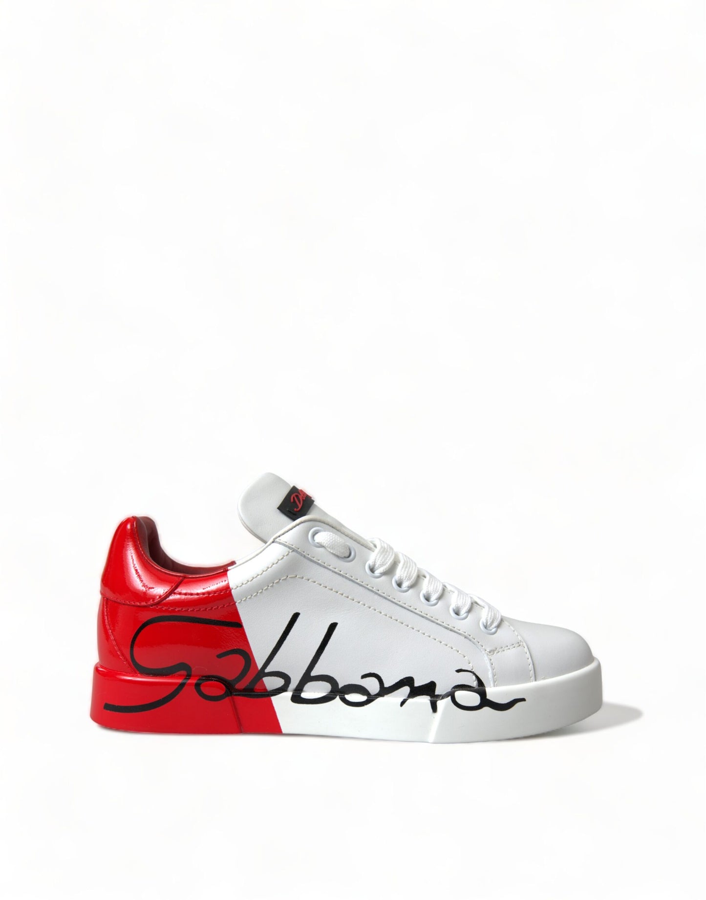 Dolce & Gabbana Weiß Rot Schnürschuhe Damen Low Top Sneakers