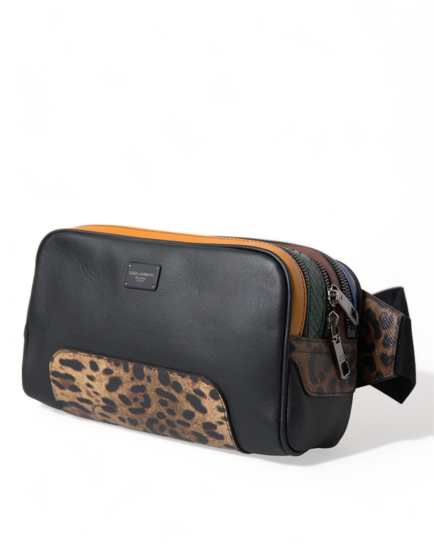 Sac banane Dolce & Gabbana en cuir exotique noir avec logo et ceinture