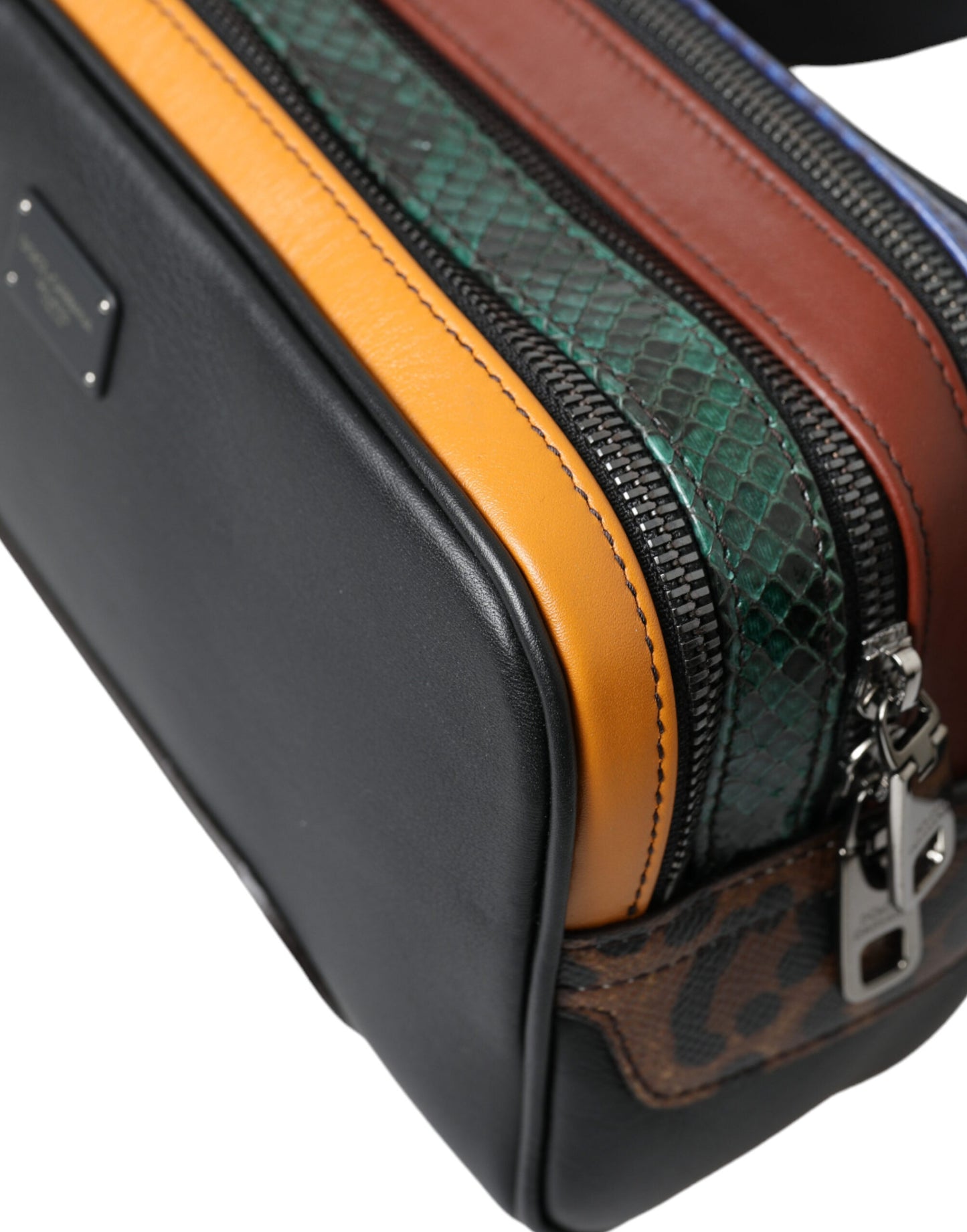 Sac banane Dolce & Gabbana en cuir exotique noir avec logo et ceinture