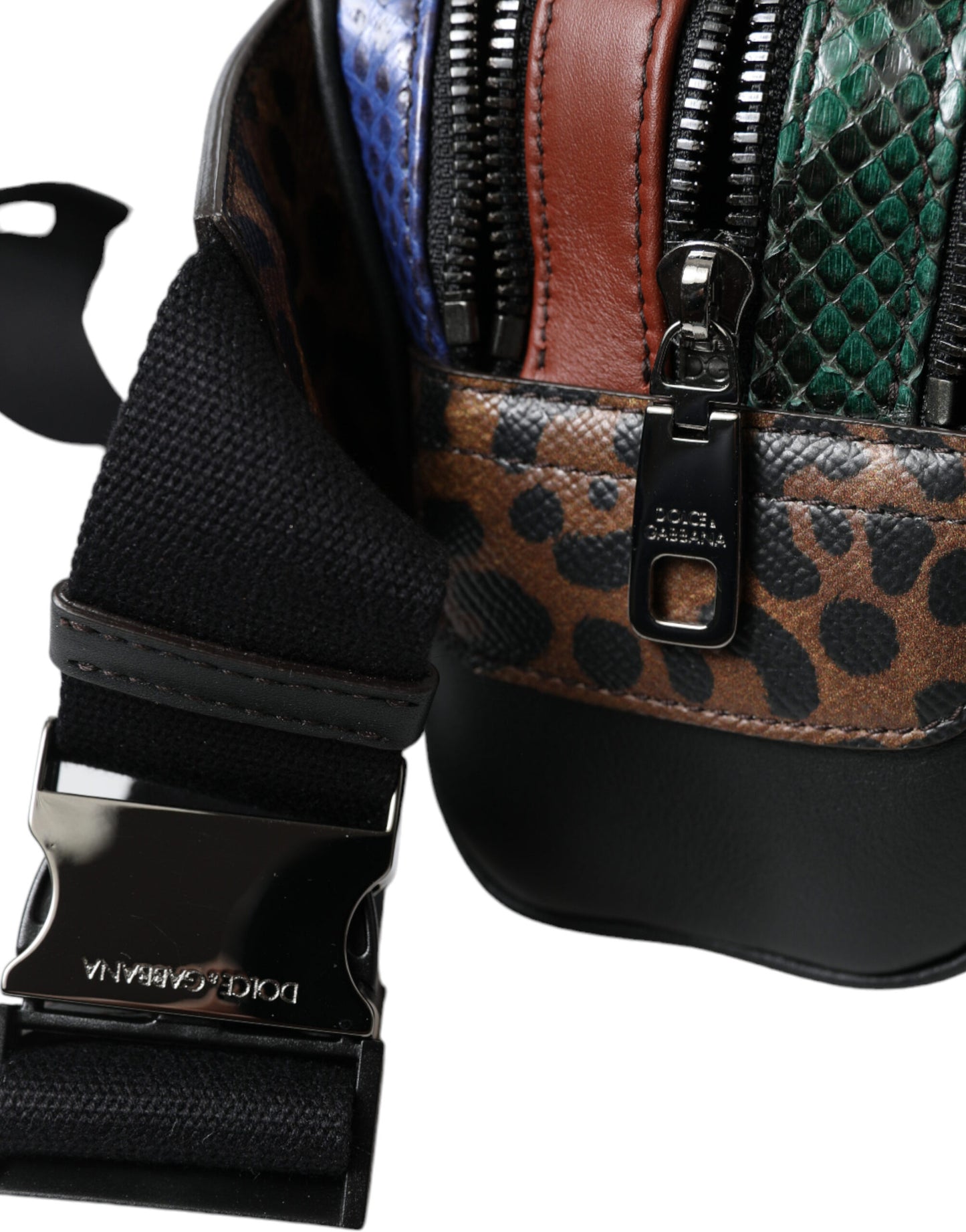 Sac banane Dolce & Gabbana en cuir exotique noir avec logo et ceinture