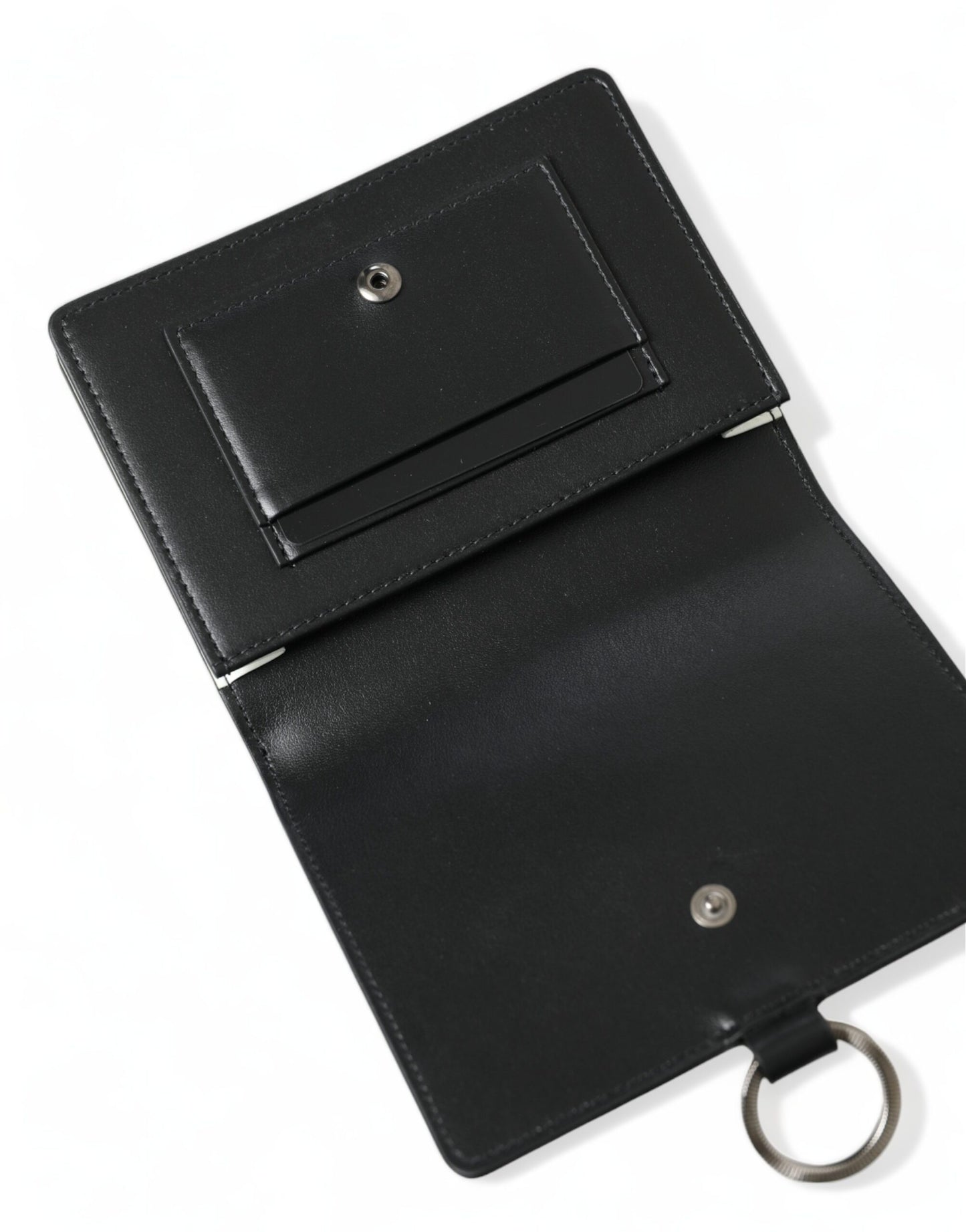 Portefeuille porte-cartes Dolce & Gabbana en cuir noir orné de cristaux