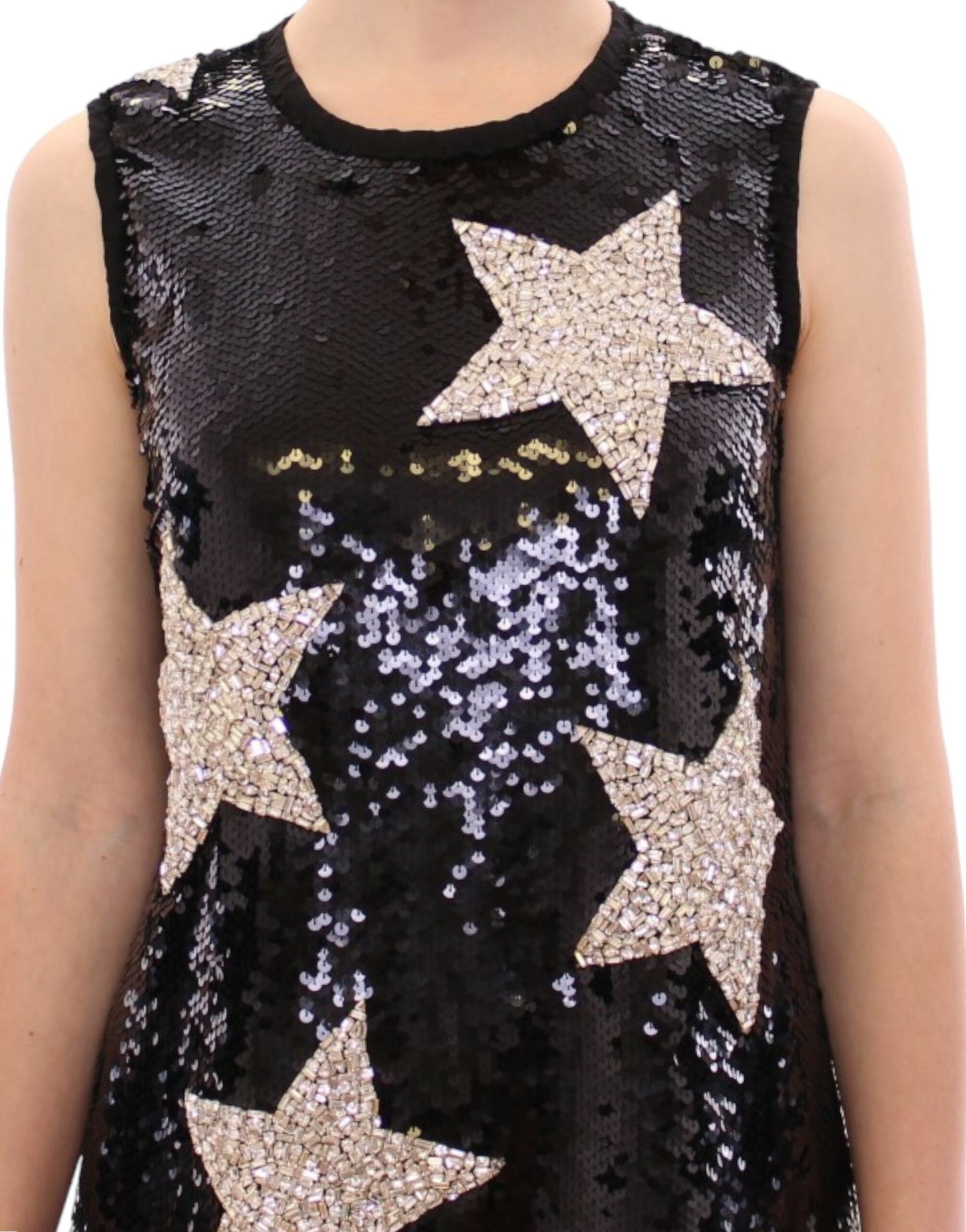 Dolce & Gabbana – Masterpiece – Etuikleid mit schwarzen Kristall-Swarovski-Sternen