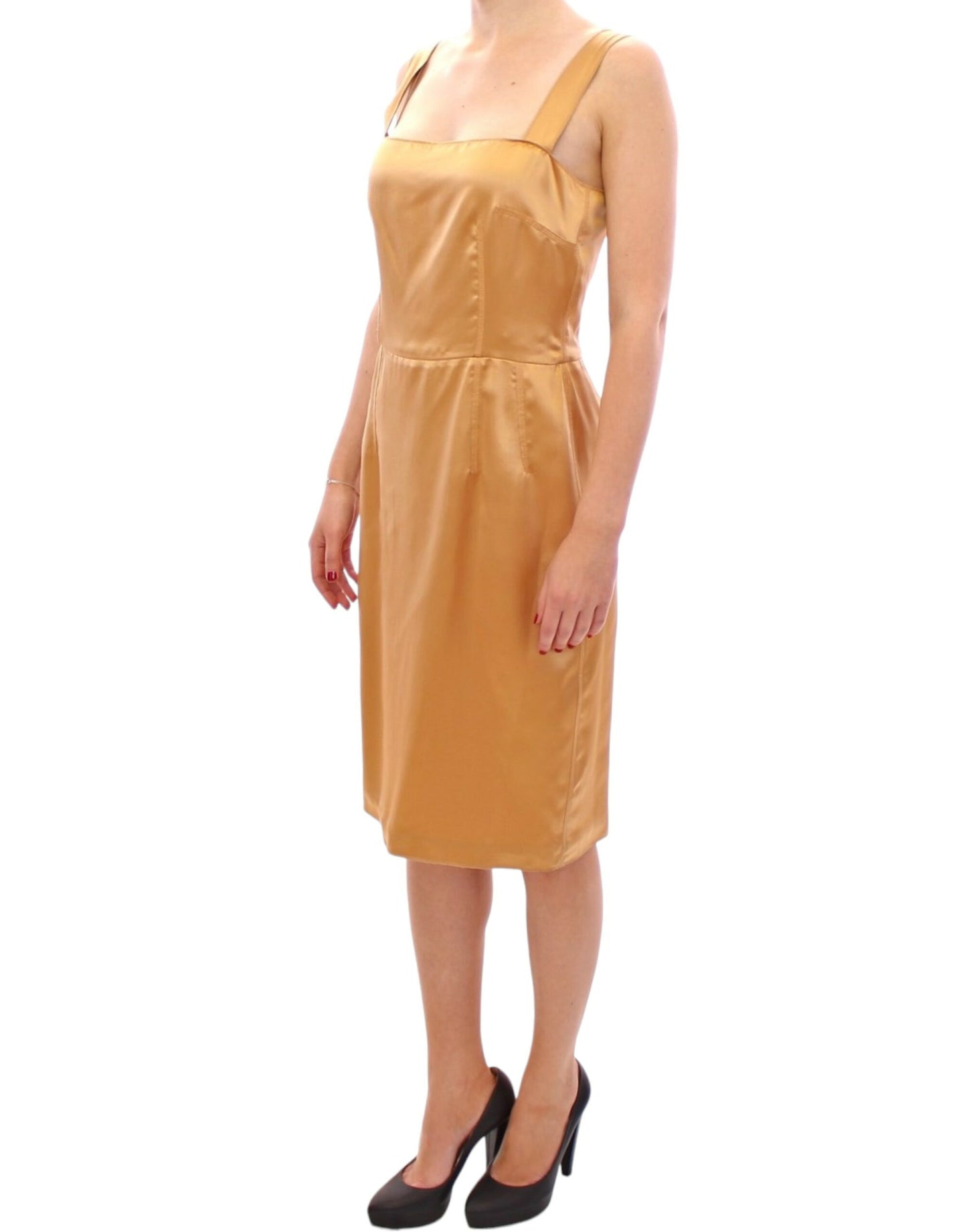 Robe fourreau en soie bronze Dolce & Gabbana