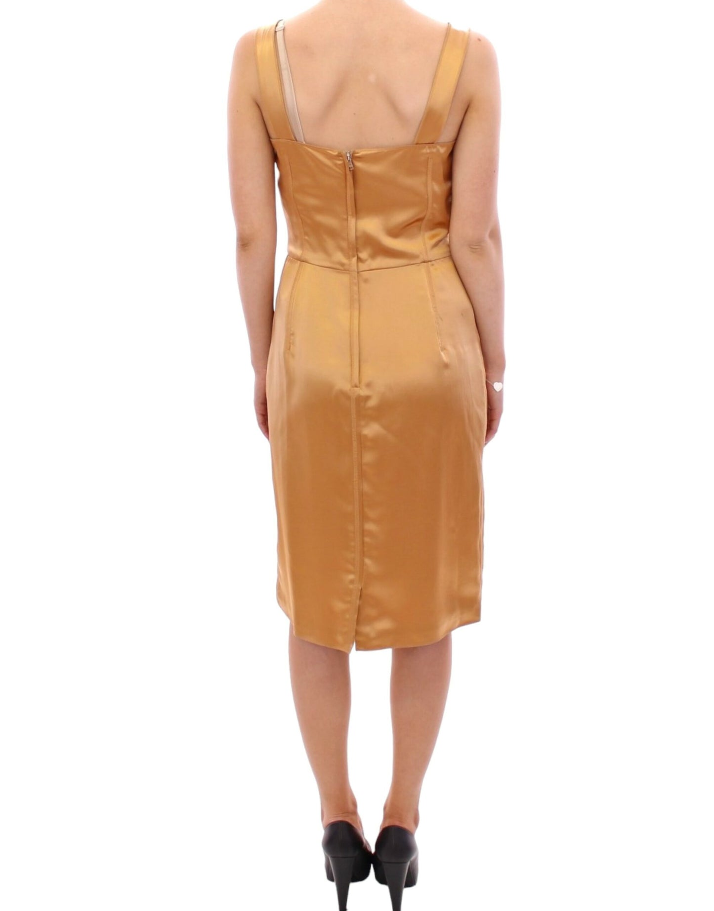 Robe fourreau en soie bronze Dolce & Gabbana