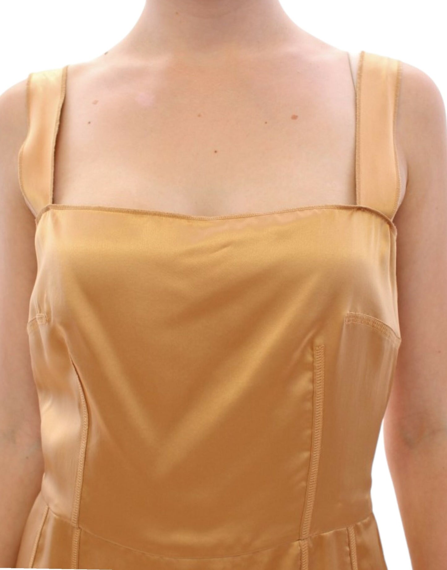 Robe fourreau en soie bronze Dolce & Gabbana