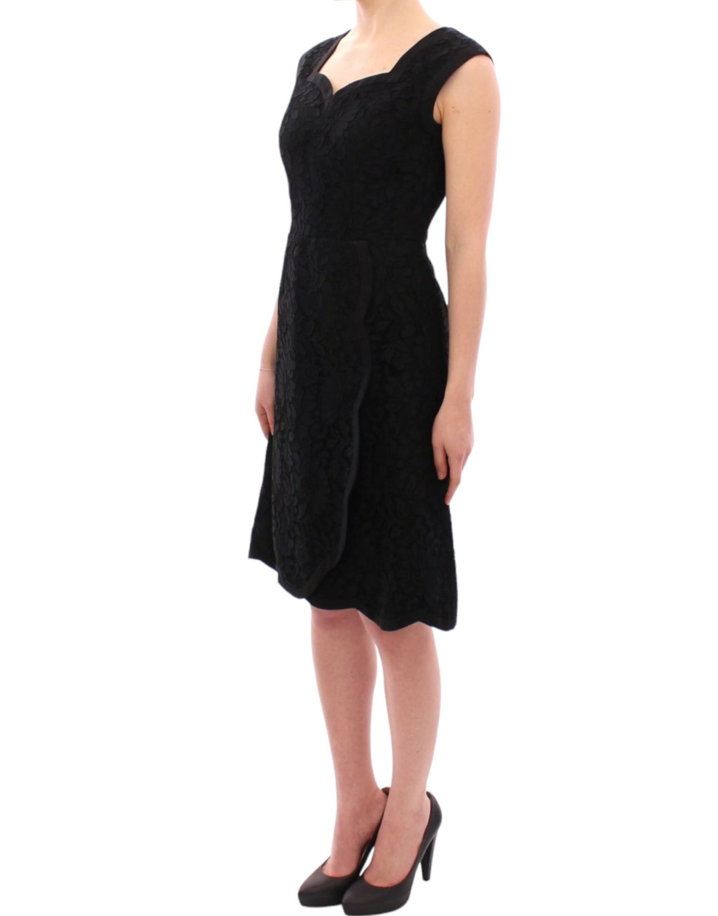 Robe de défilé Sicile en dentelle florale noire Dolce & Gabbana