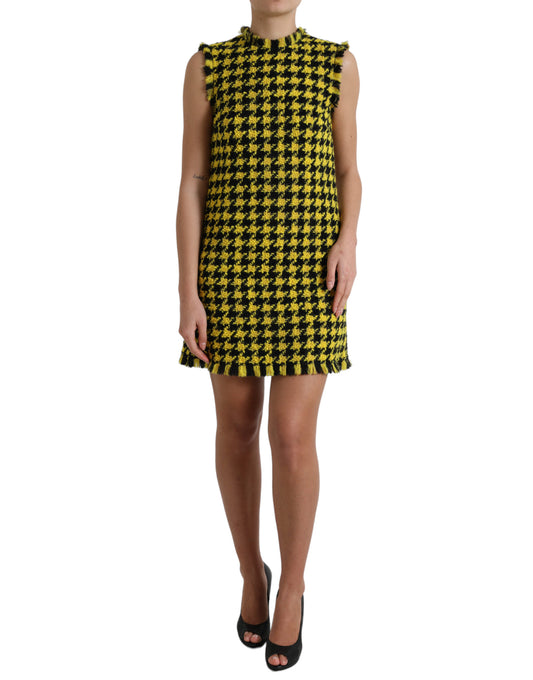 Robe courte Aline jaune sans manches à motif pied-de-poule Dolce & Gabbana