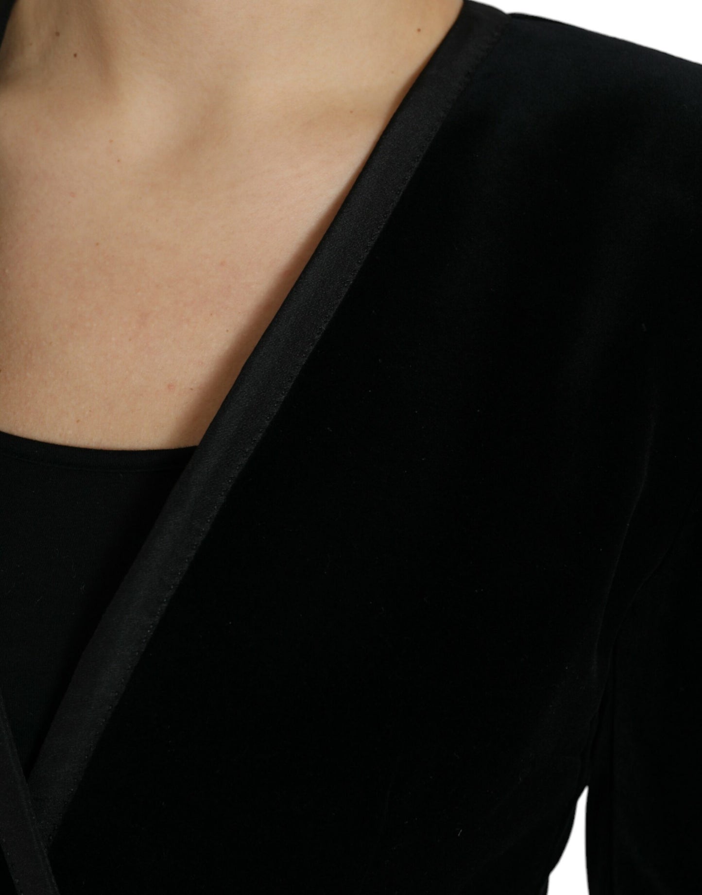 Veste croisée en velours de coton noir Dolce & Gabbana
