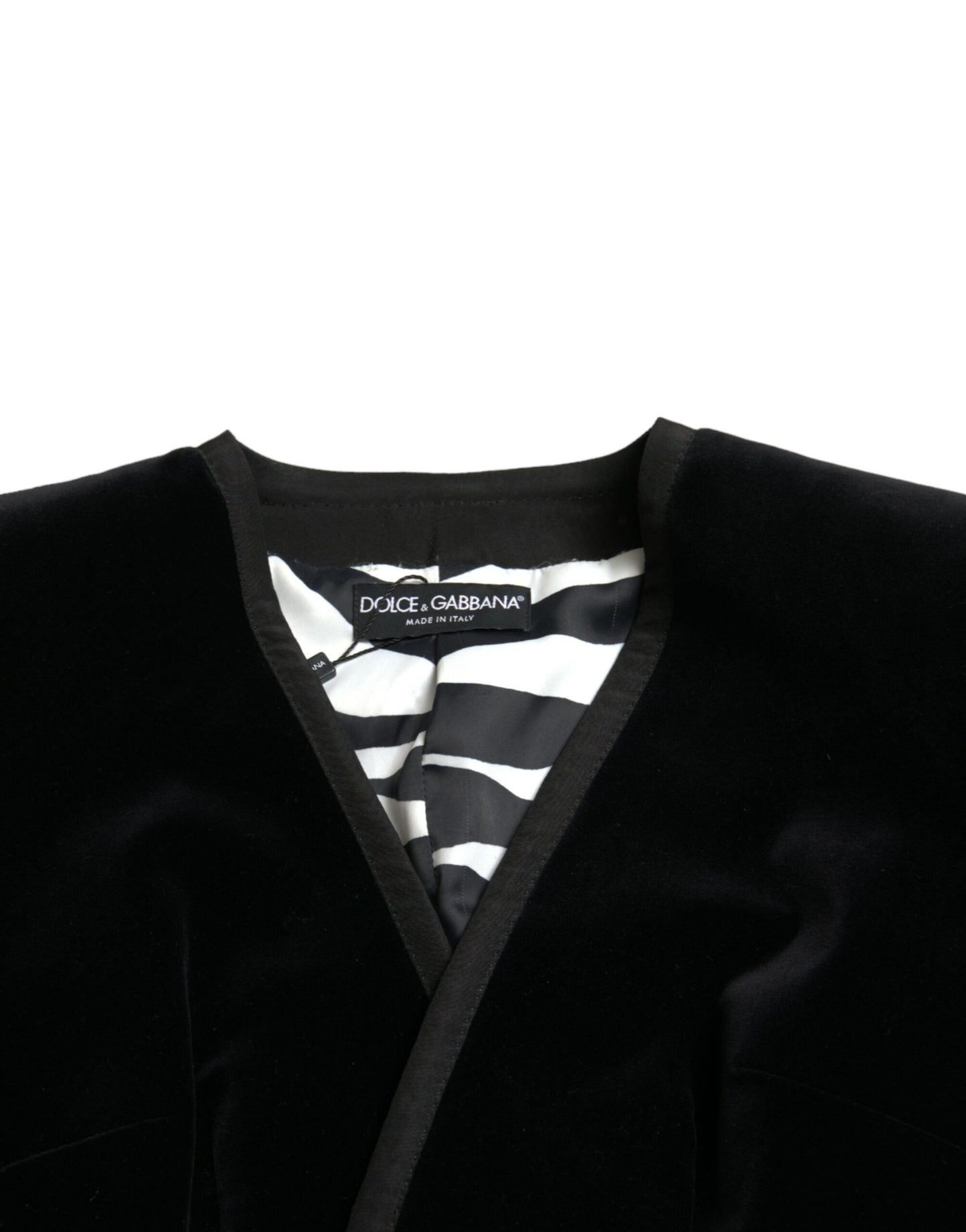 Veste croisée en velours de coton noir Dolce & Gabbana