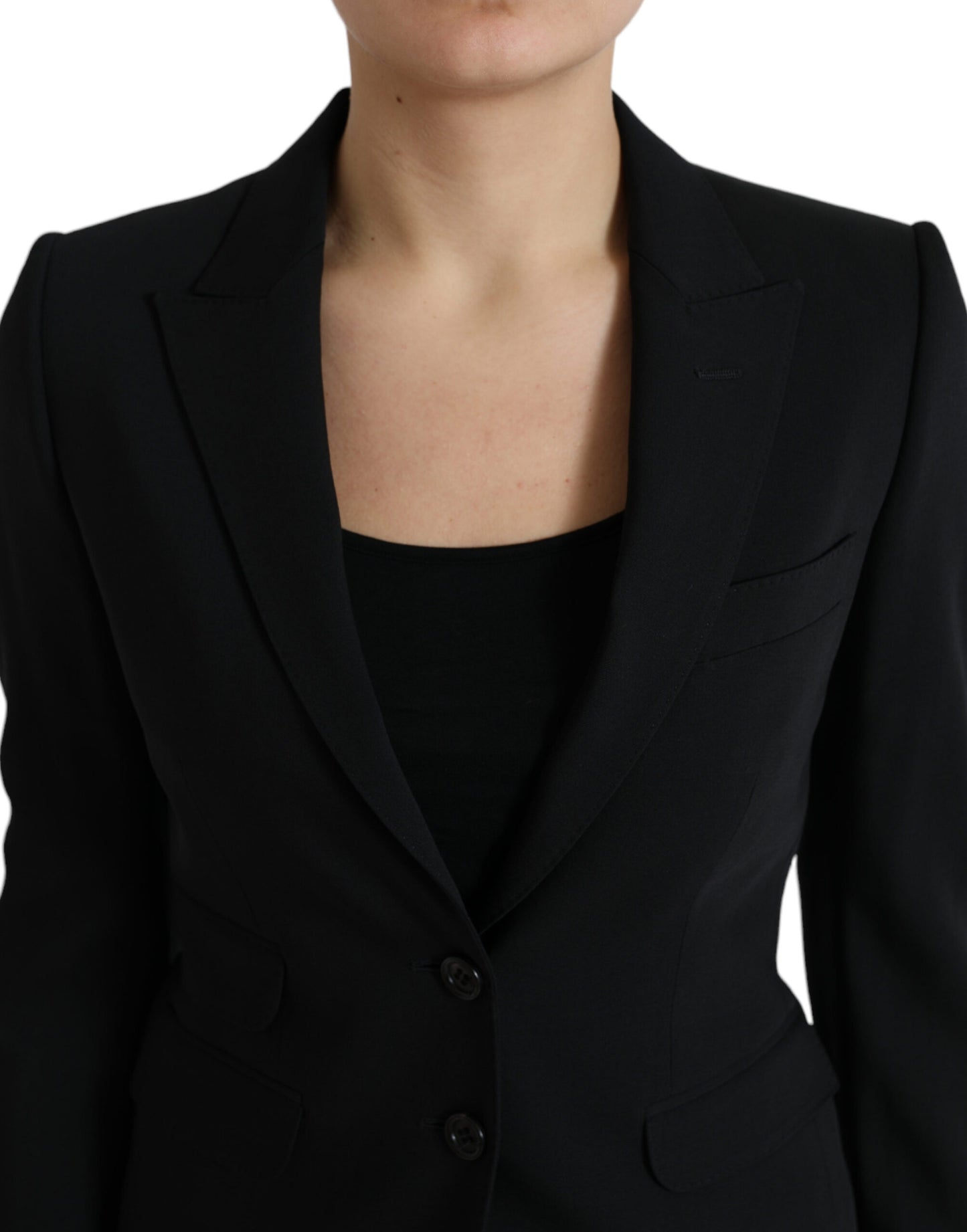 Dolce & Gabbana - Veste blazer simple boutonnage en laine noire