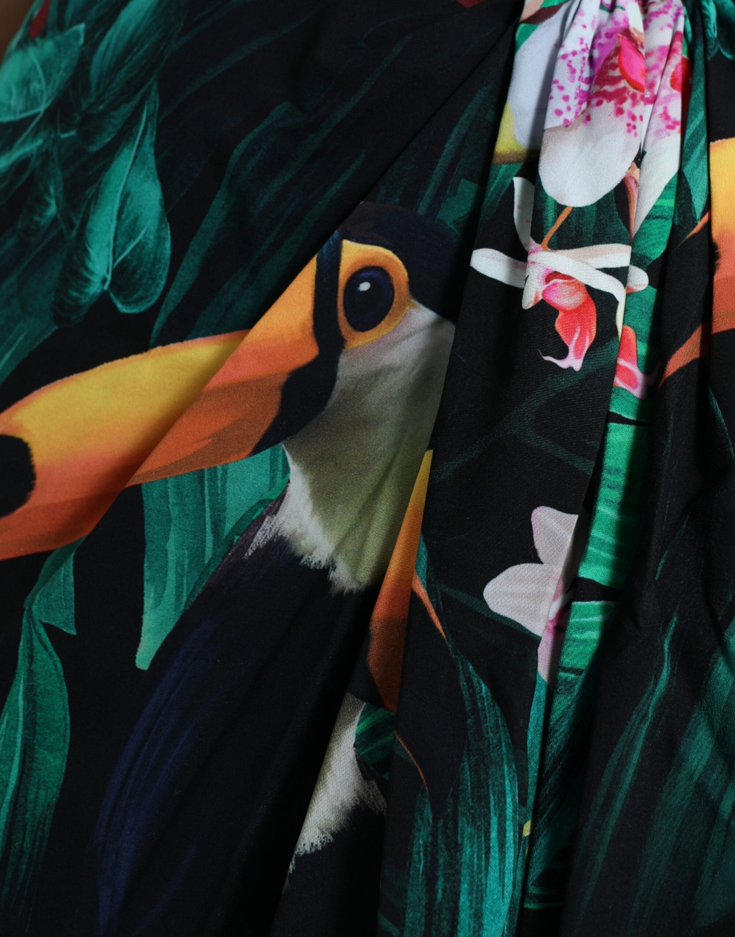 Robe midi asymétrique à imprimé jungle tropicale verte Dolce & Gabbana