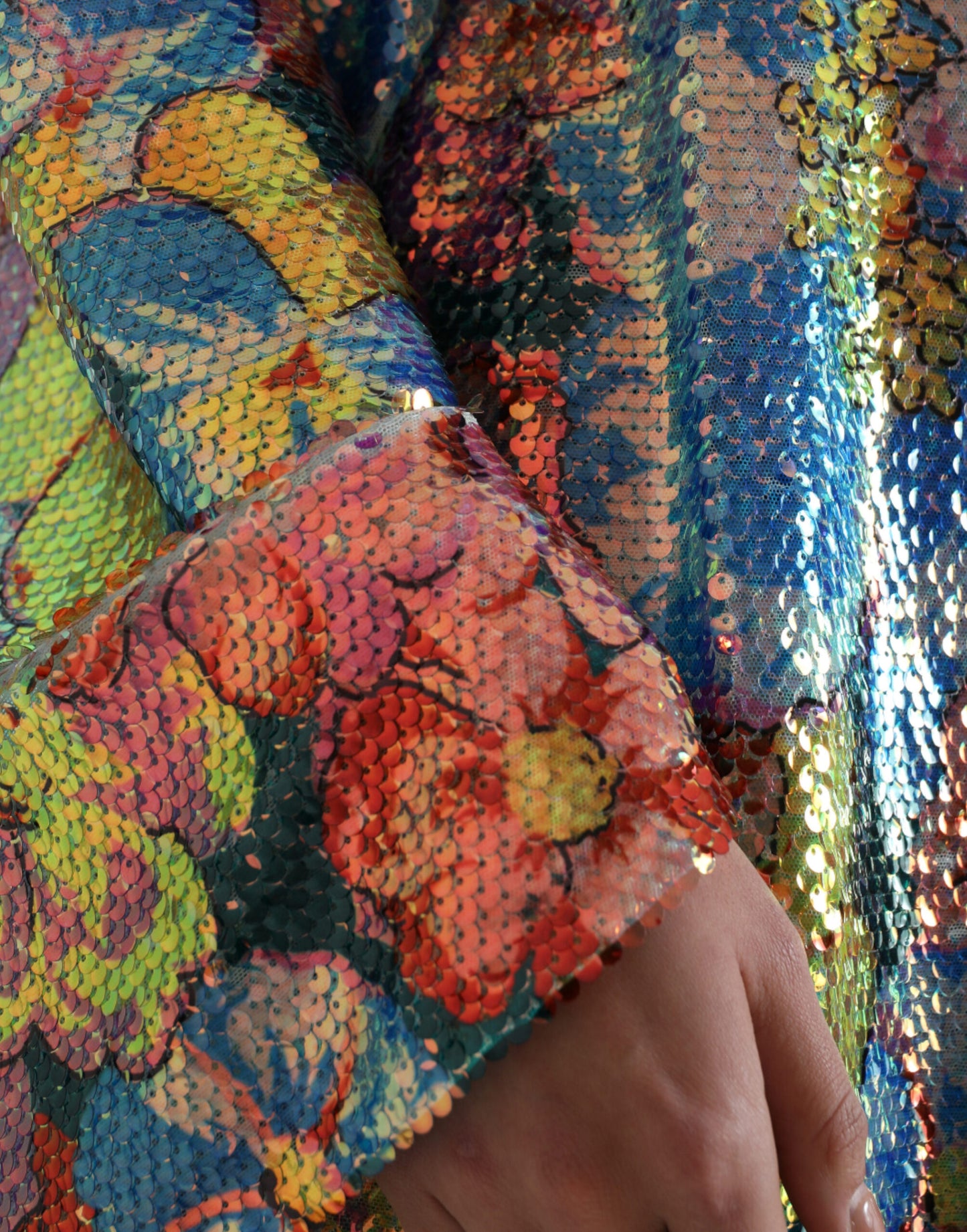 Robe courte droite à paillettes florales multicolores Dolce & Gabbana