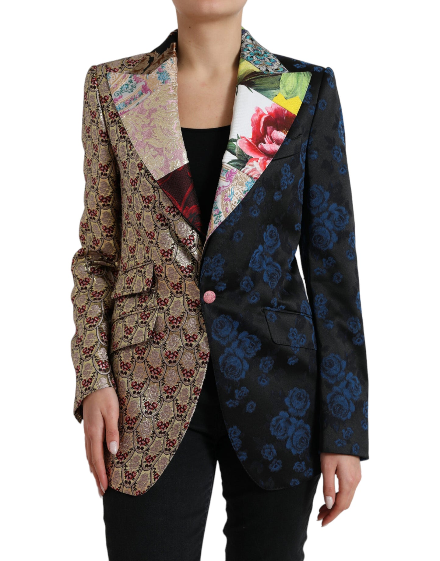 Veste en jacquard patchwork floral multicolore Dolce & Gabbana