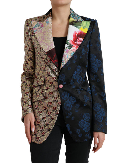Veste en jacquard patchwork floral multicolore Dolce & Gabbana