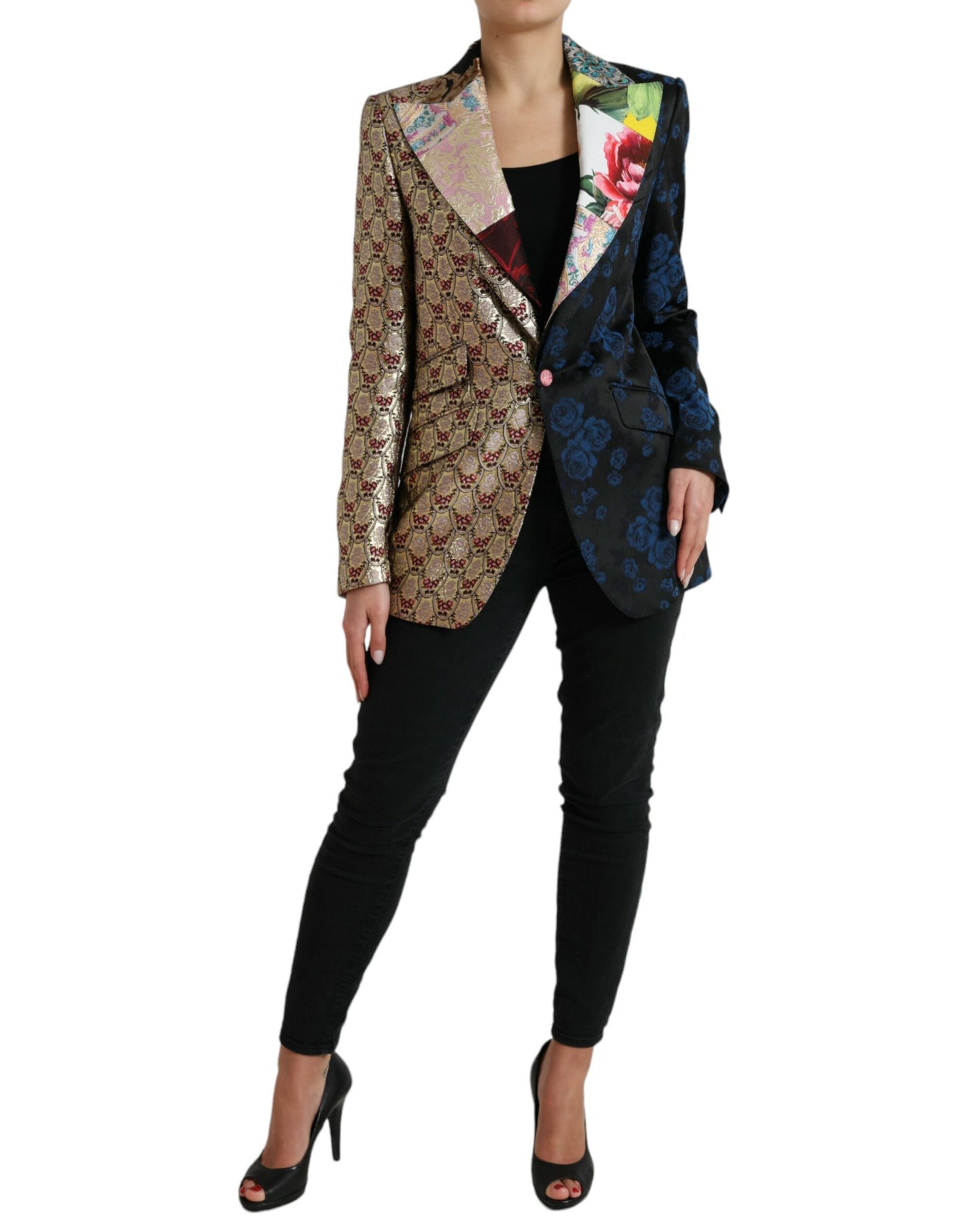 Veste en jacquard patchwork floral multicolore Dolce & Gabbana