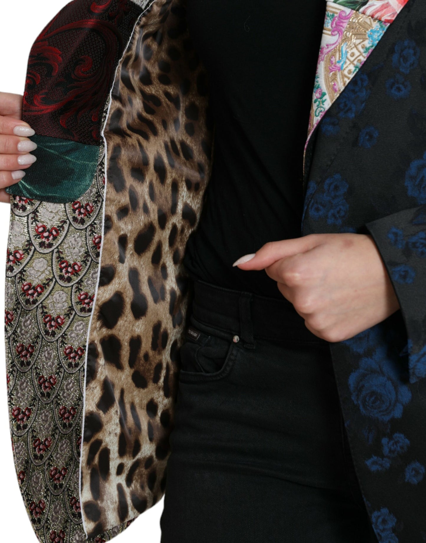 Veste en jacquard patchwork floral multicolore Dolce & Gabbana