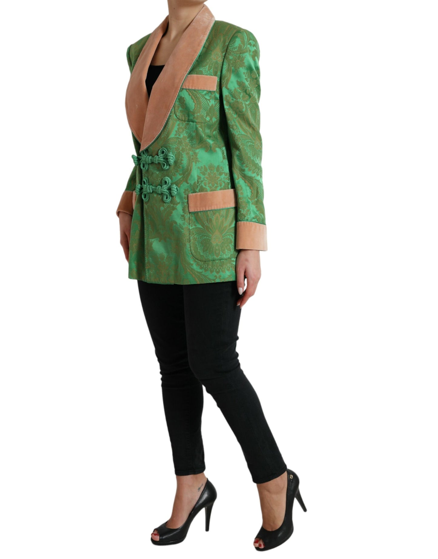 Dolce & Gabbana Manteau croisé à fleurs vertes