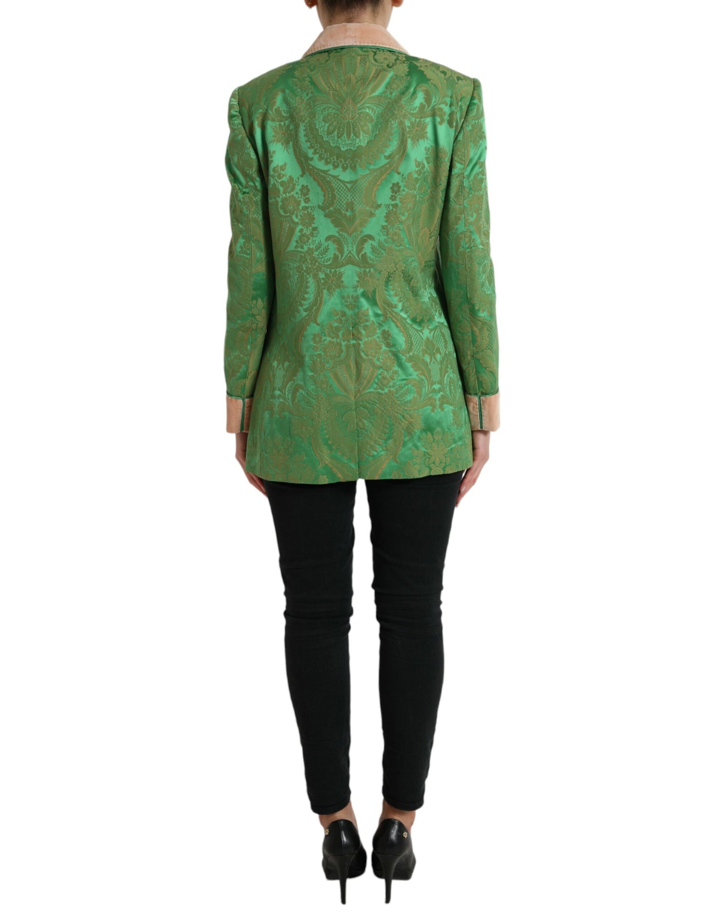 Dolce & Gabbana Manteau croisé à fleurs vertes