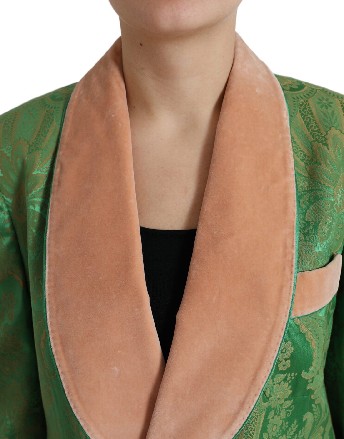 Dolce & Gabbana Manteau croisé à fleurs vertes