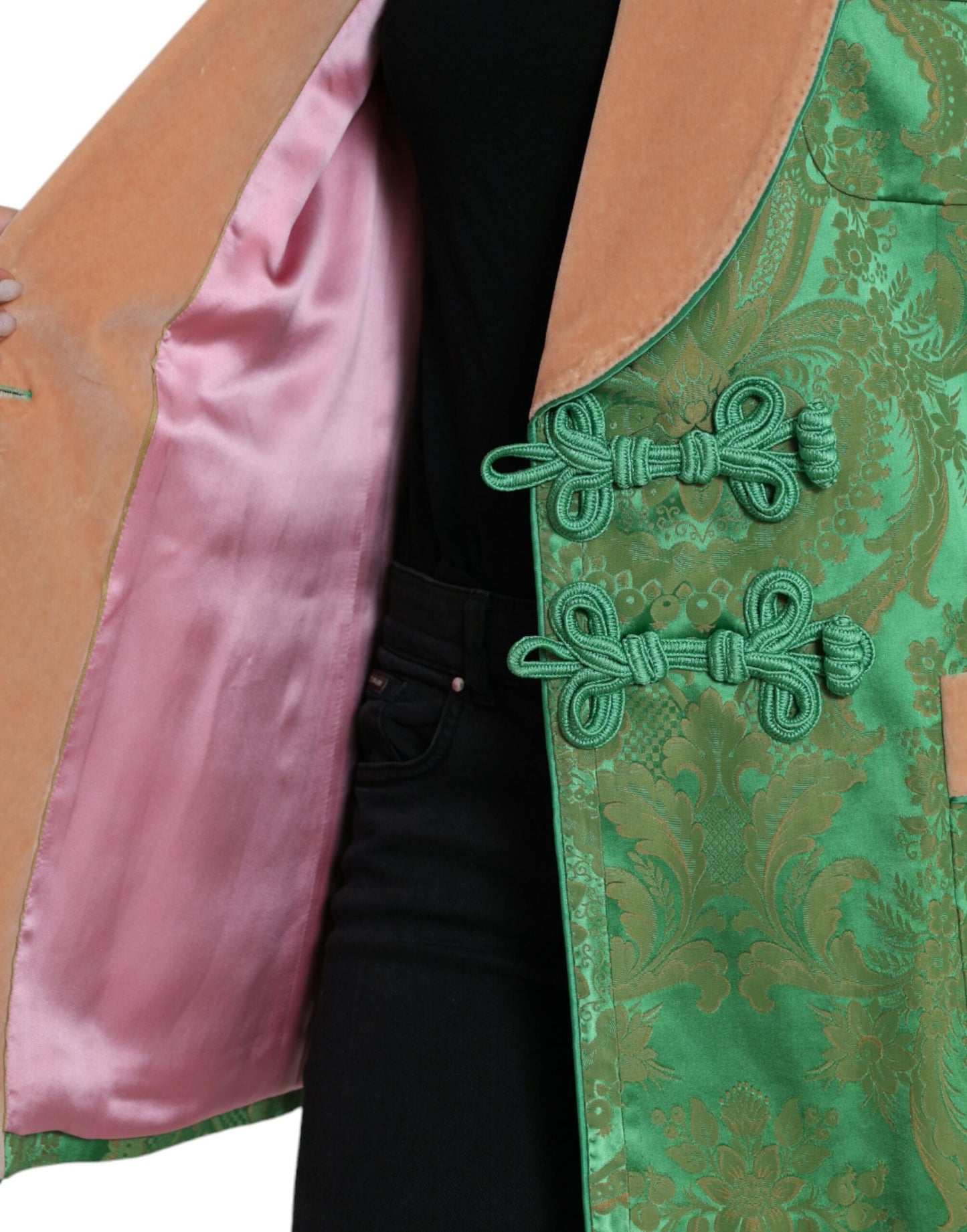 Dolce & Gabbana Manteau croisé à fleurs vertes