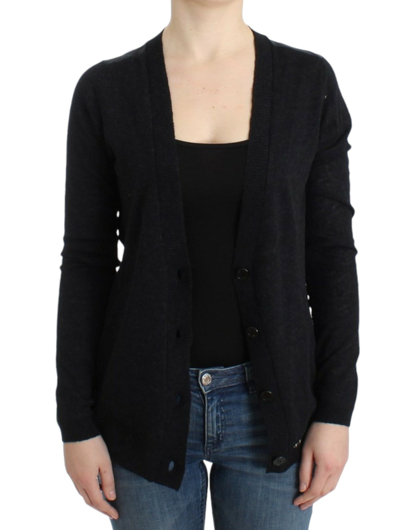 Costume National Cardigan gris en laine d'alpaga