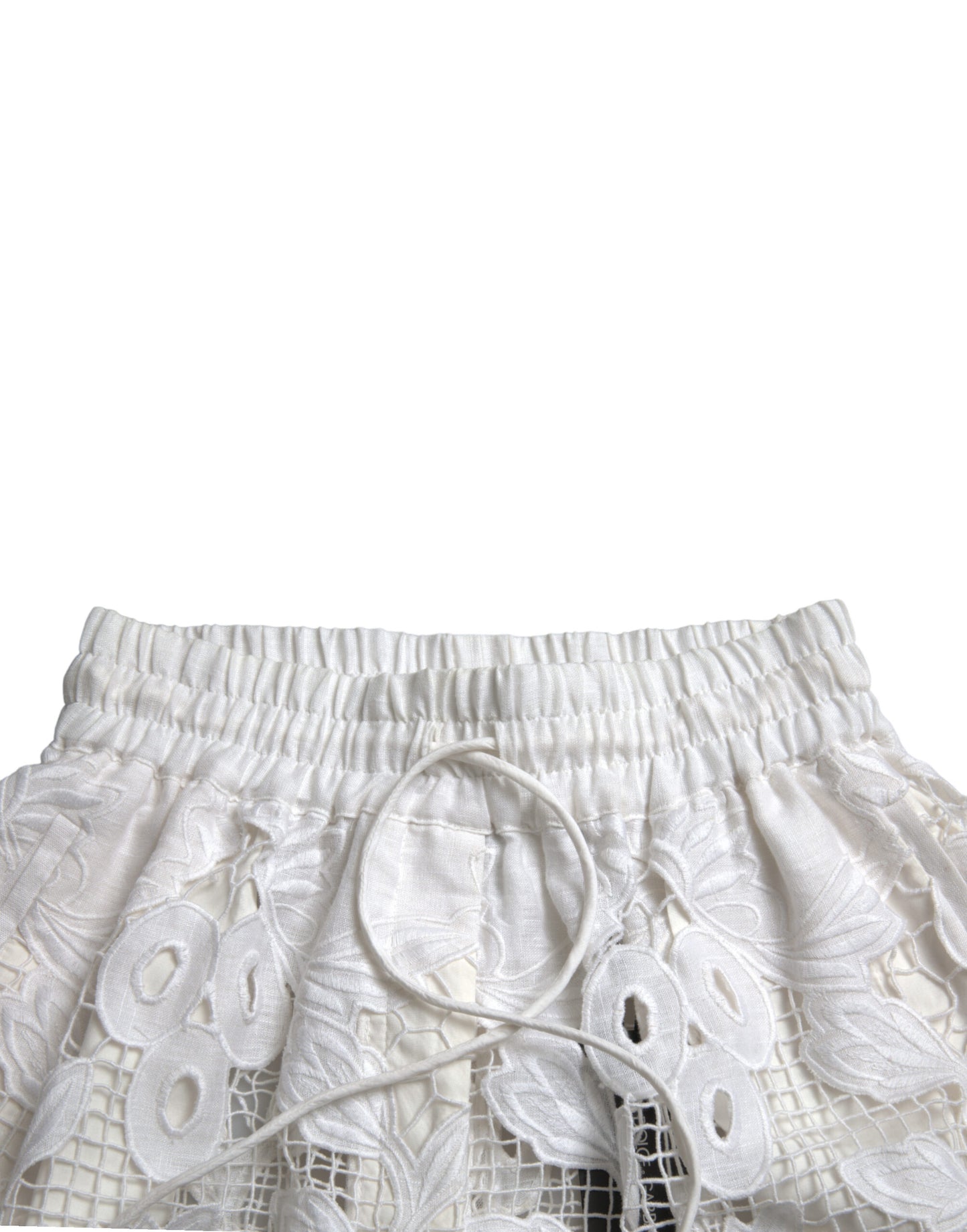 Dolce & Gabbana – Weiße Bermudashorts aus Baumwolle mit Cut-outs und hoher Taille