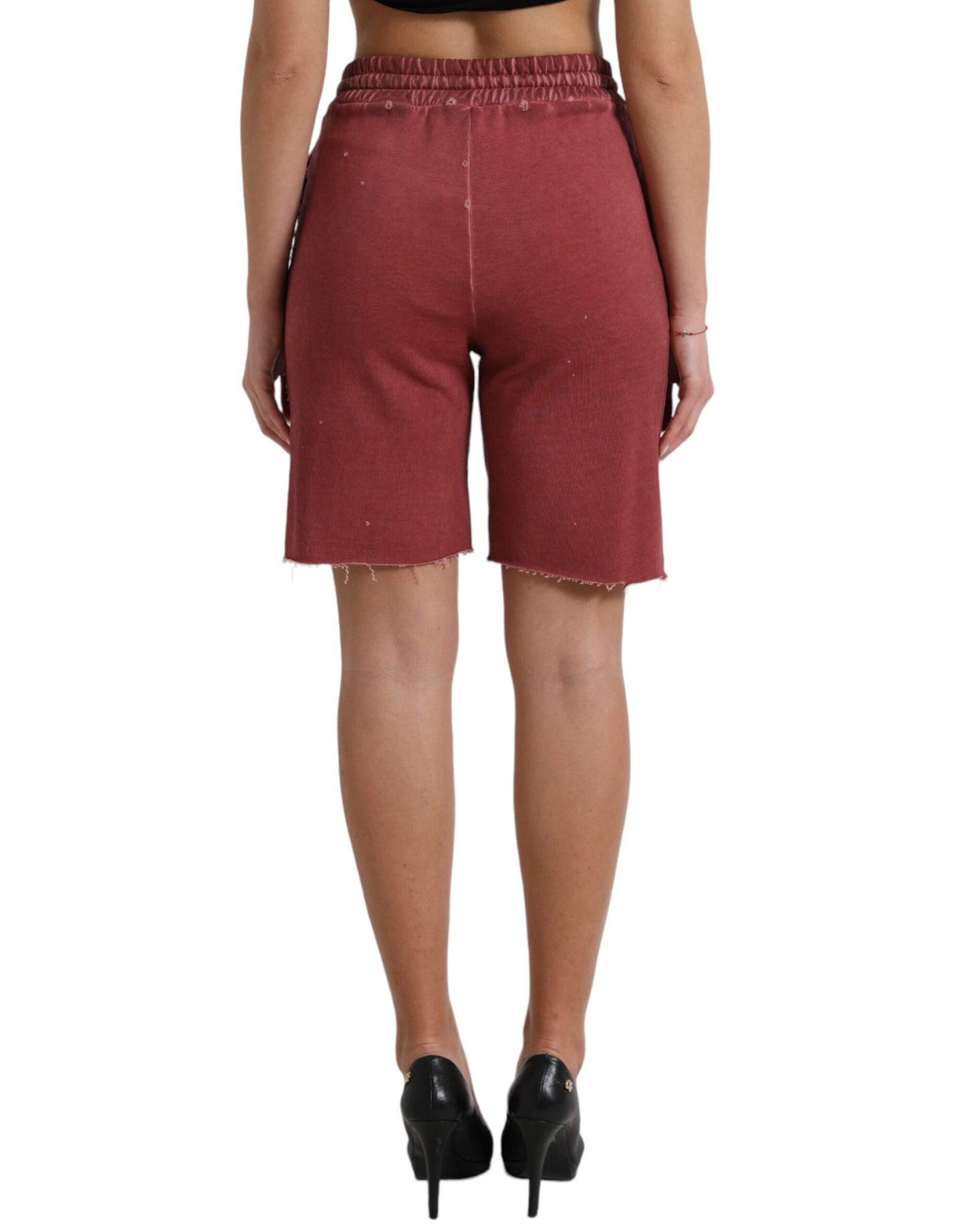 Dolce & Gabbana – Kastanienbraune Sweatshorts aus Baumwolle mit hoher Taille