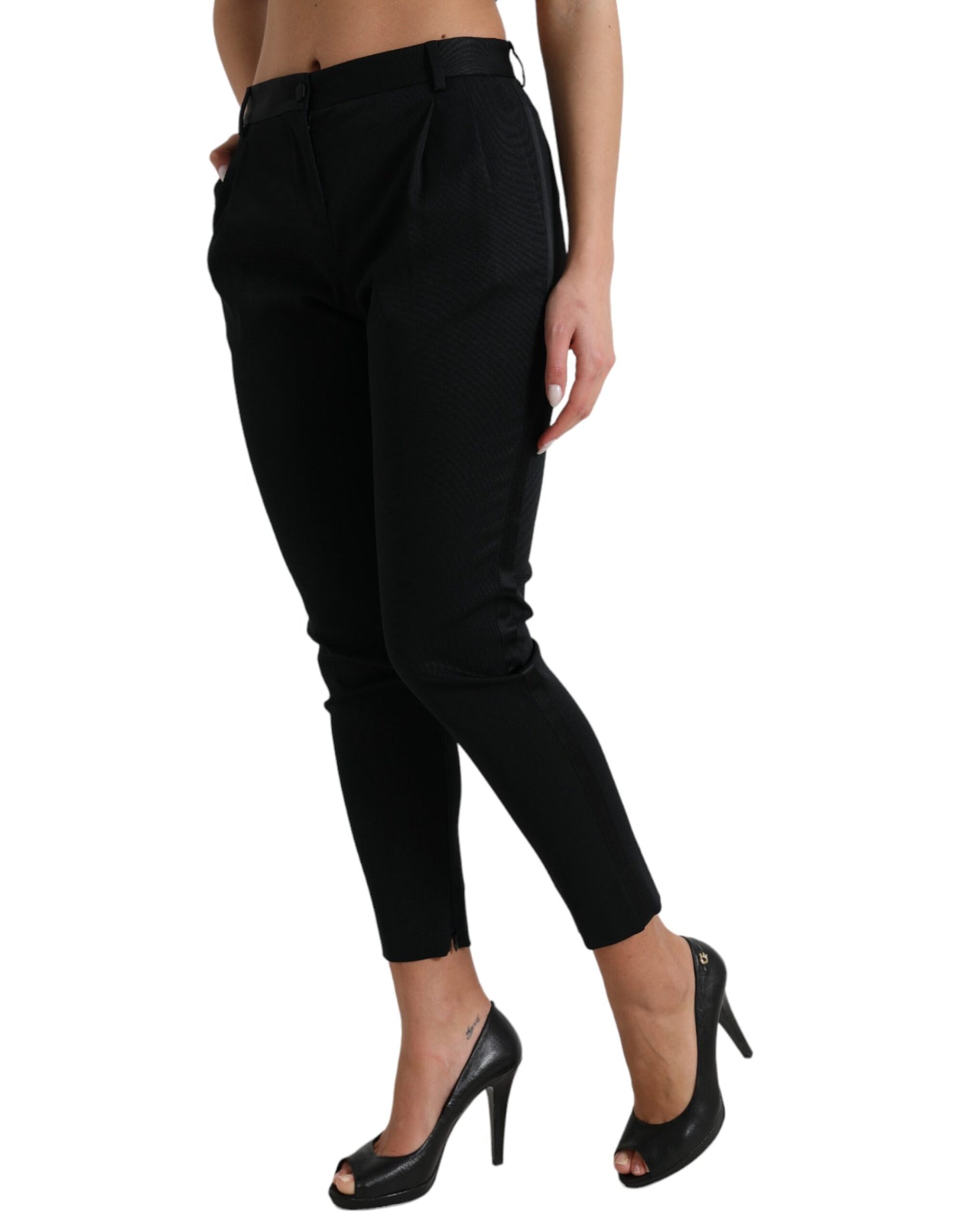 Pantalon skinny court taille moyenne noir Dolce & Gabbana