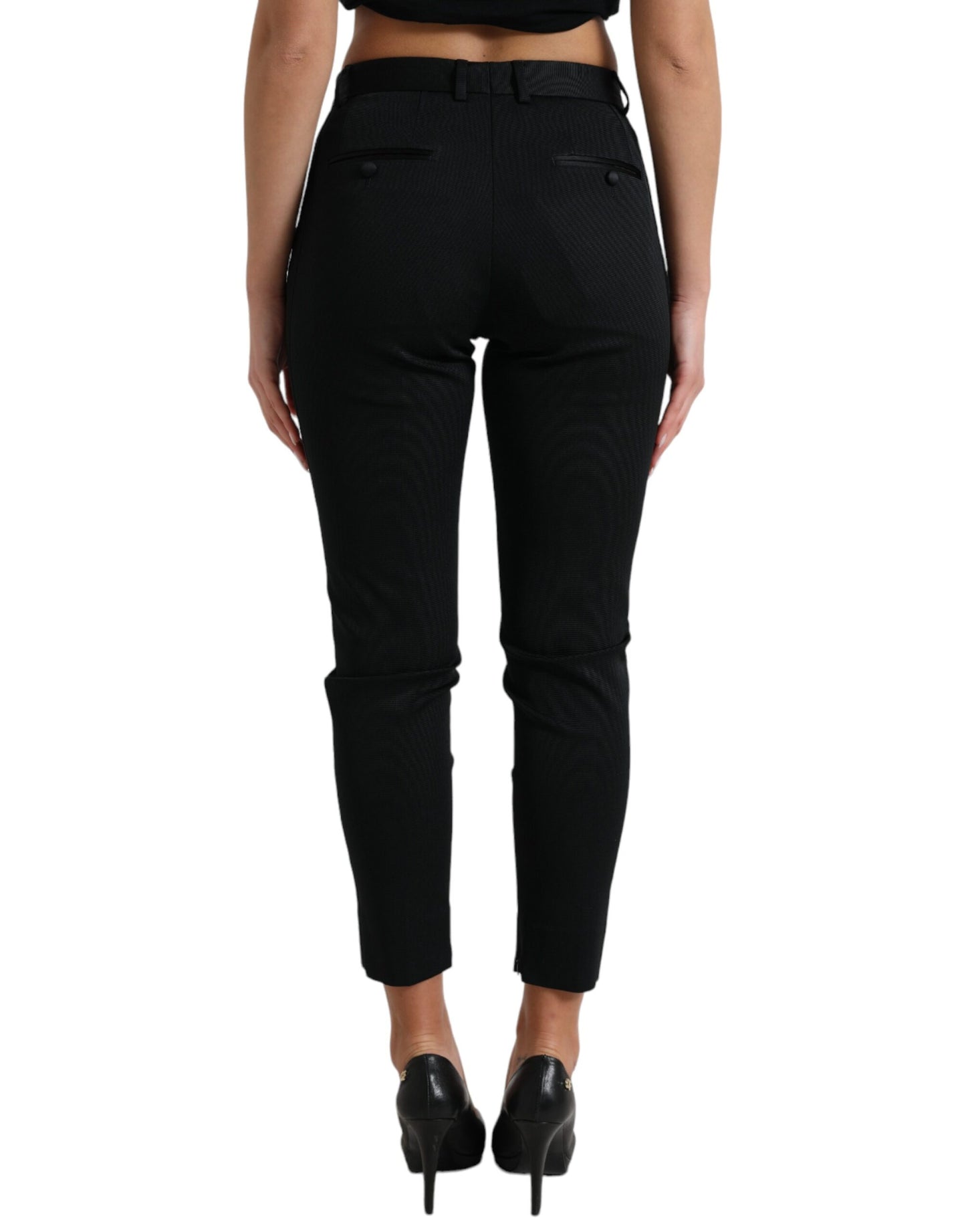 Pantalon skinny court taille moyenne noir Dolce & Gabbana