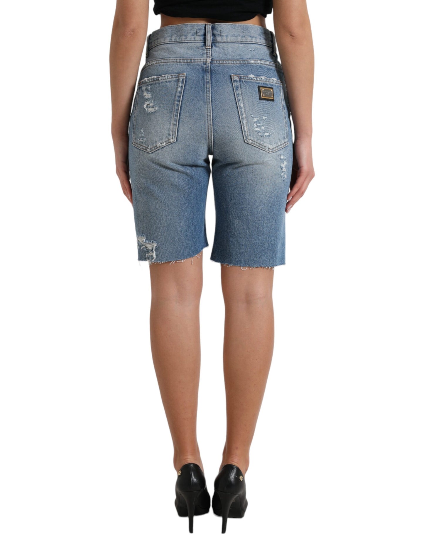 Bermuda bleu à ornements en lambeaux Dolce & Gabbana